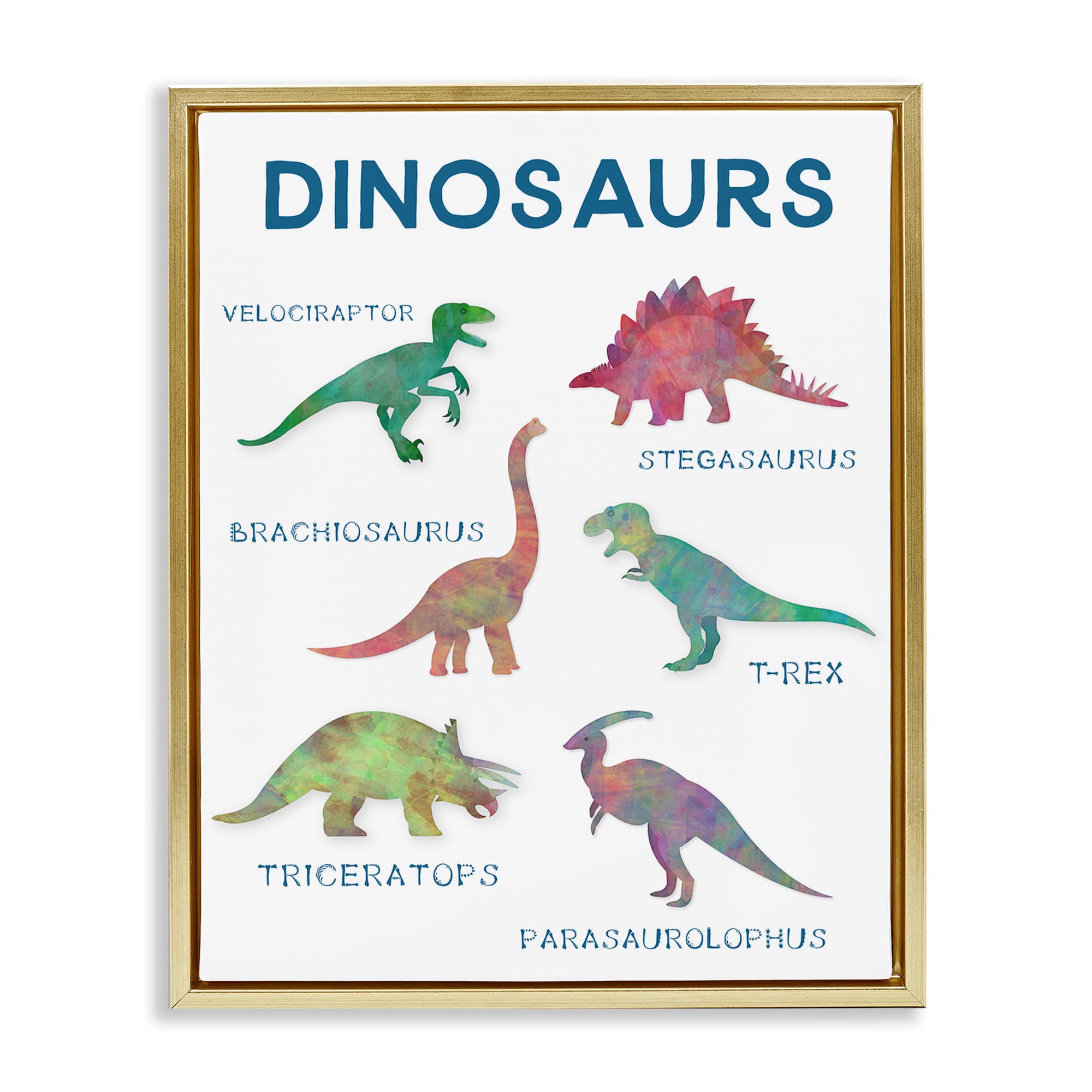 Stupell Industries BT-947-FFG-24X30 Simple Educational Dinosaurs Floating Frame design by CAD Designs
