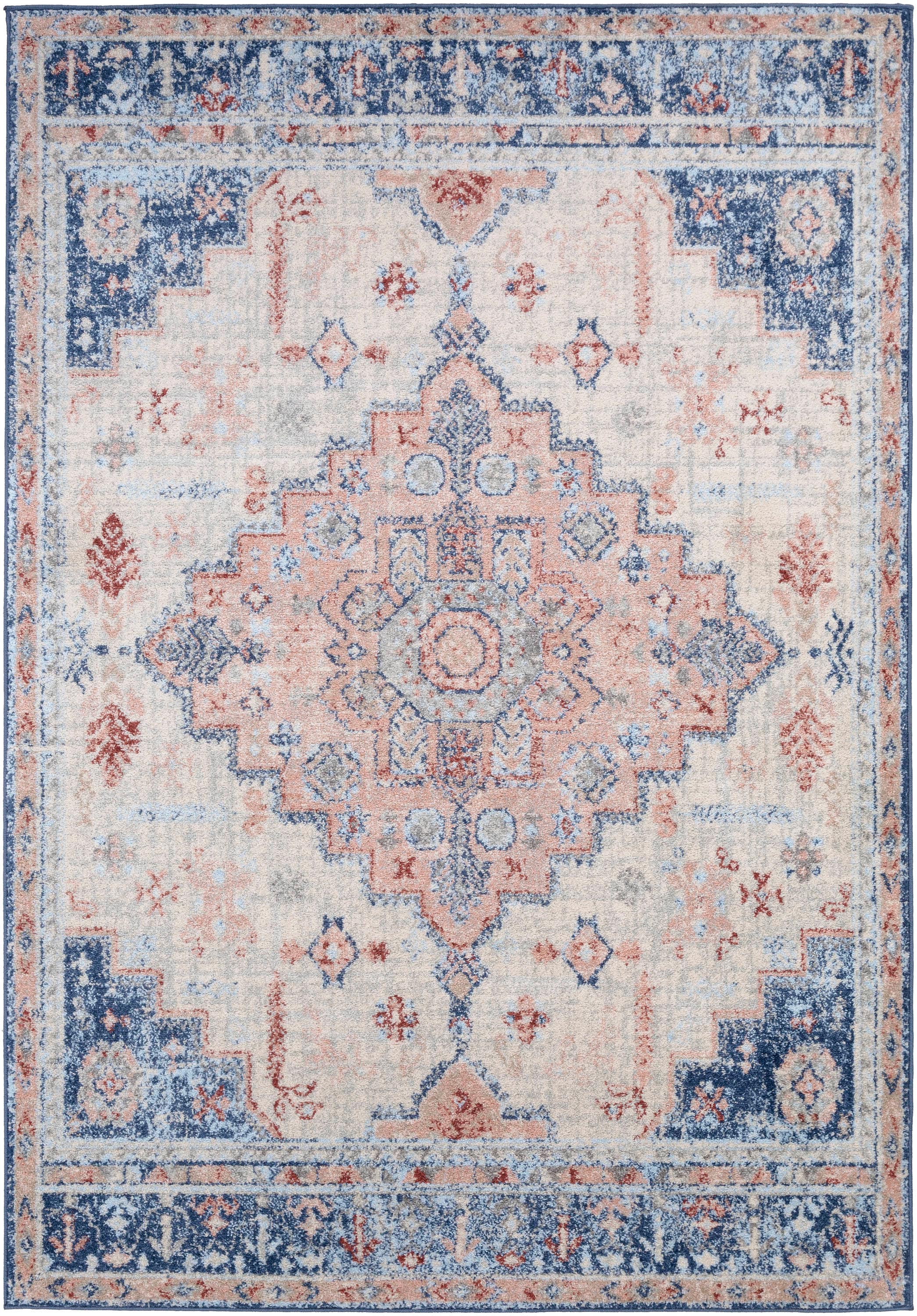 Surya MUT2301-5373 Murat 5 X 7 (ft) Blue/Cream Indoor Medallion Oriental Area Rug
