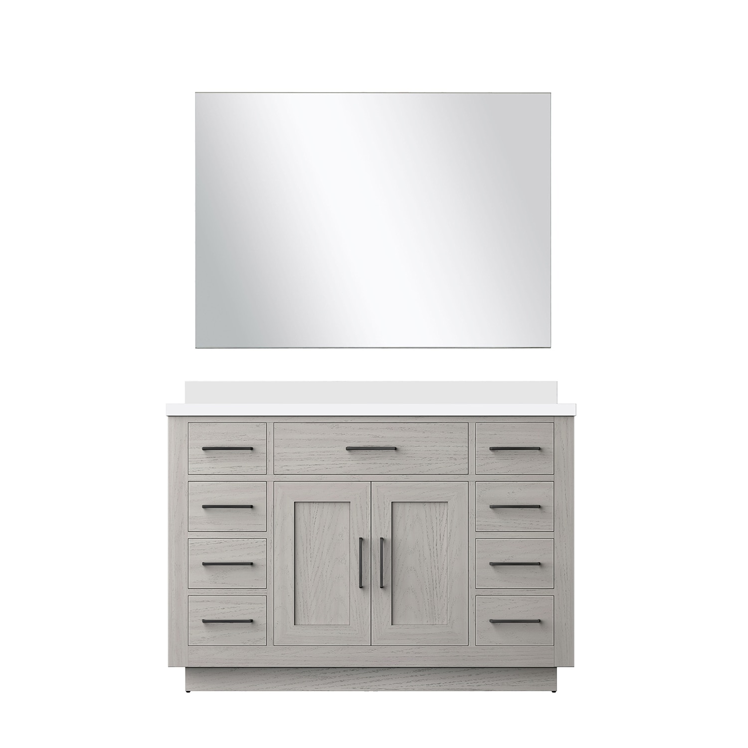 Lexora LVGI48SM310 Gilroy 48-in White Oak Single Sink Bathroom Vanity with White Cultured Marble Top (Mirror Included)