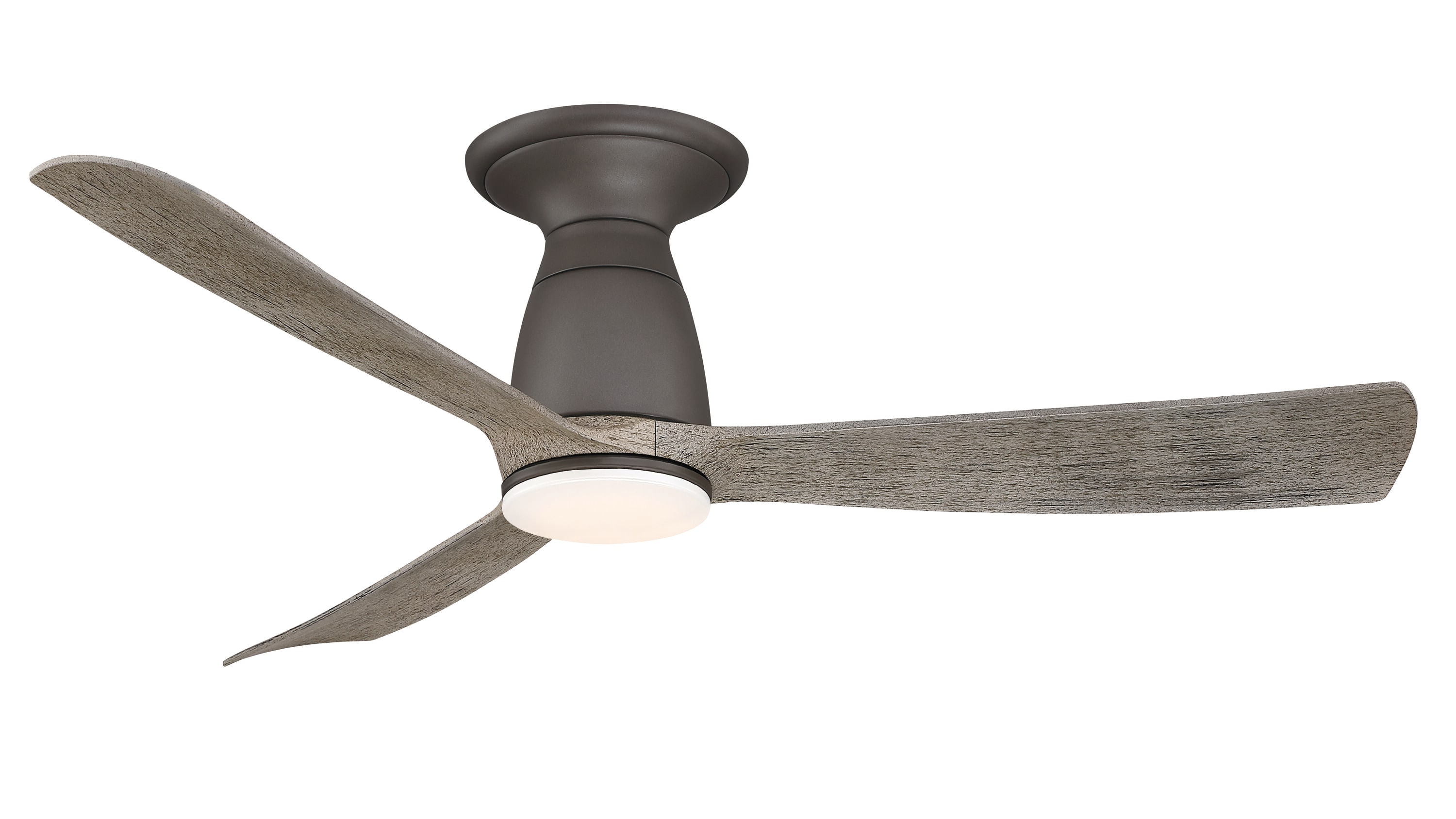 Fanimation FPD8547GR-LK-F Kute 44 44-in Color-Changing Integrated LED Outdoor Flush Mount Smart Matte Greige with Weathered Wood Blades Propeller Ceiling Fan With Light - Remote Included ( 3 -Blade )