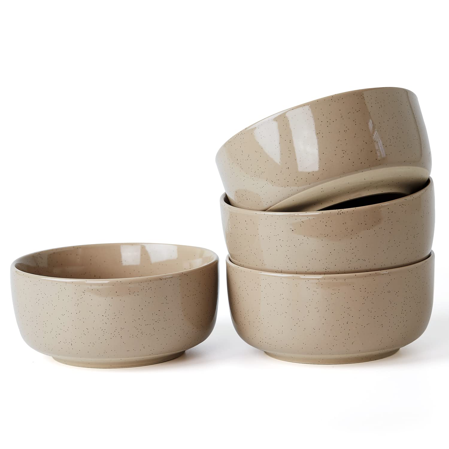 Aoibox  Milkyway 25 fl oz Cinnamon Brown Ceramic Speckled Stackable 5 5 in Wide Cereal Bowl Set of 4