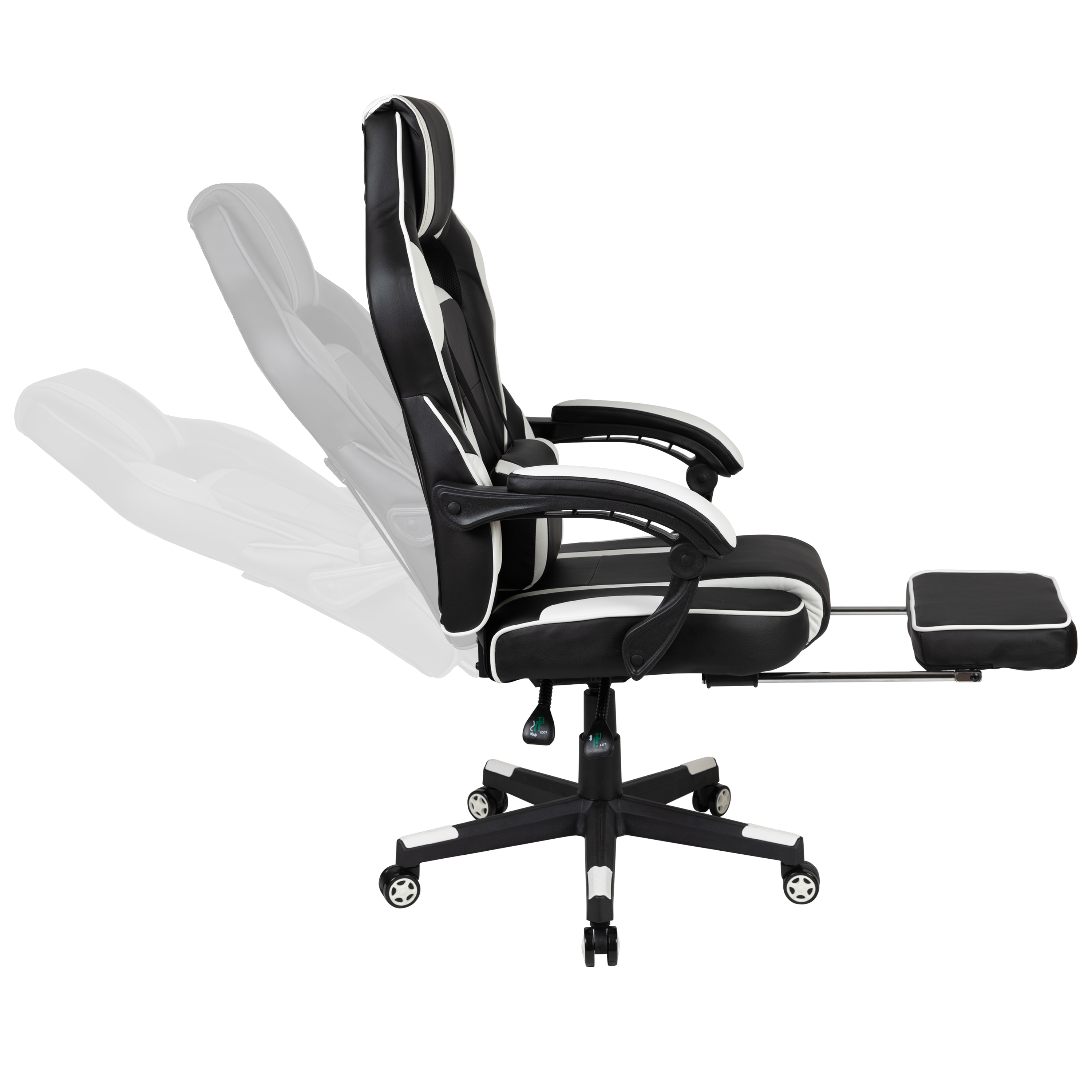White Ergonomic Reclining Gaming Chair with Massaging Lumbar Support