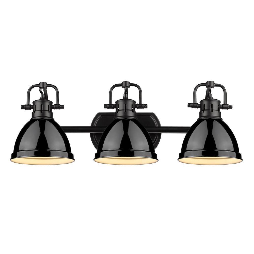 Golden Lighting 3602-BA3 BLK-BK Duncan 24.5-in 3 -Light Matte Black Industrial Vanity light
