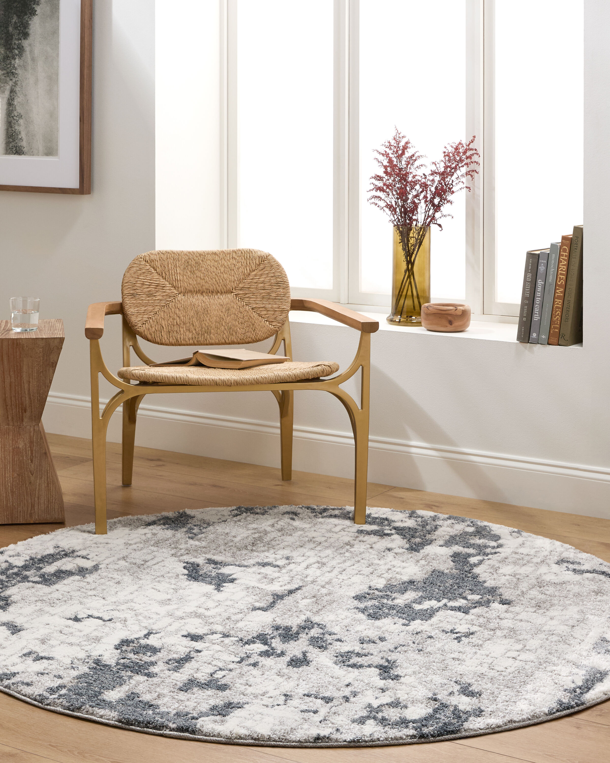 Livabliss VNE2300-53RD Venice 5 x 5 (ft) Polypropylene Cream Round Indoor Abstract Mid-Century Modern Area rug