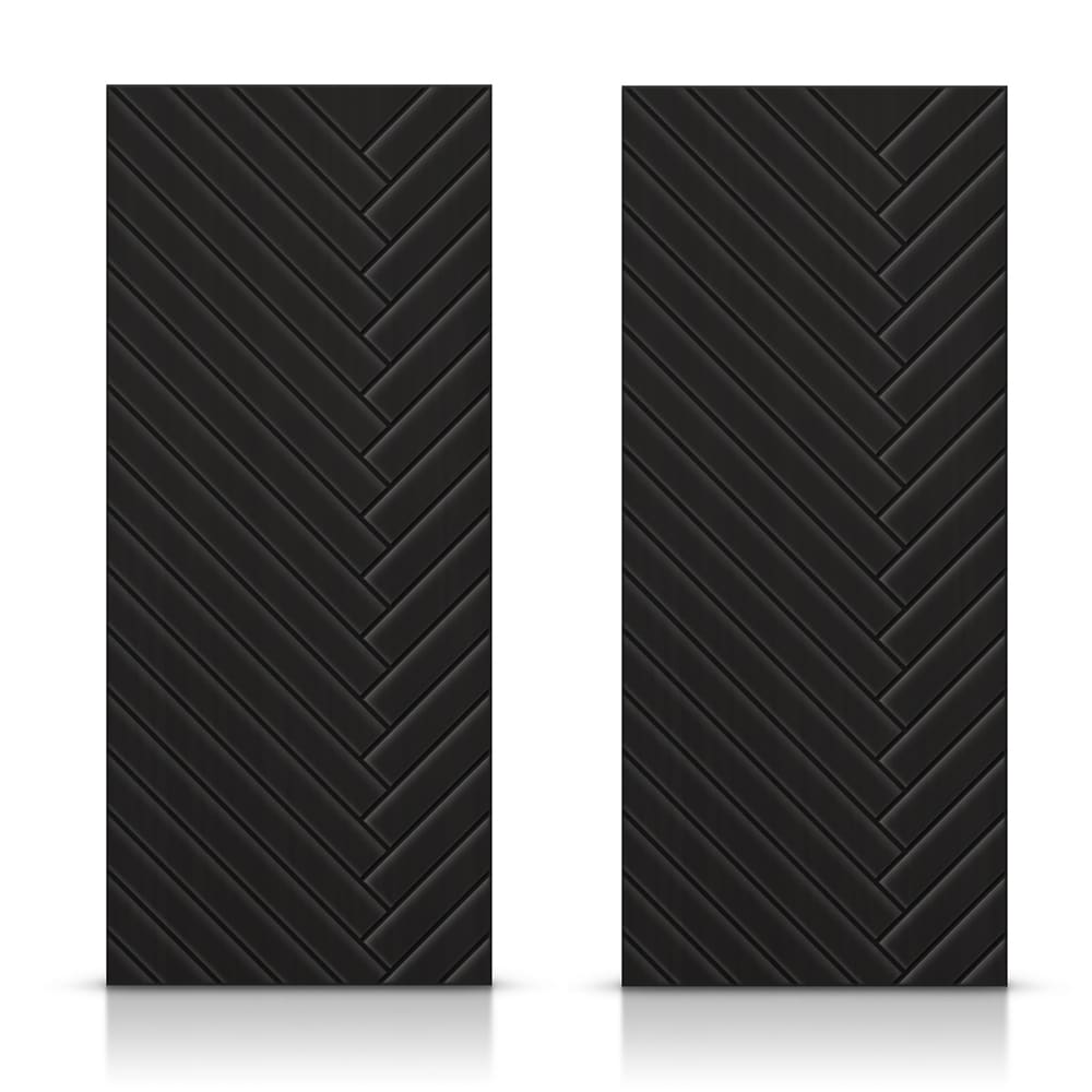 CALHOME CMD-CNC-225-96X30D2 CNC-225 60-in x 96-in Black Crossbuck Smooth Hollow core Stained MDF Closet Sliding Door