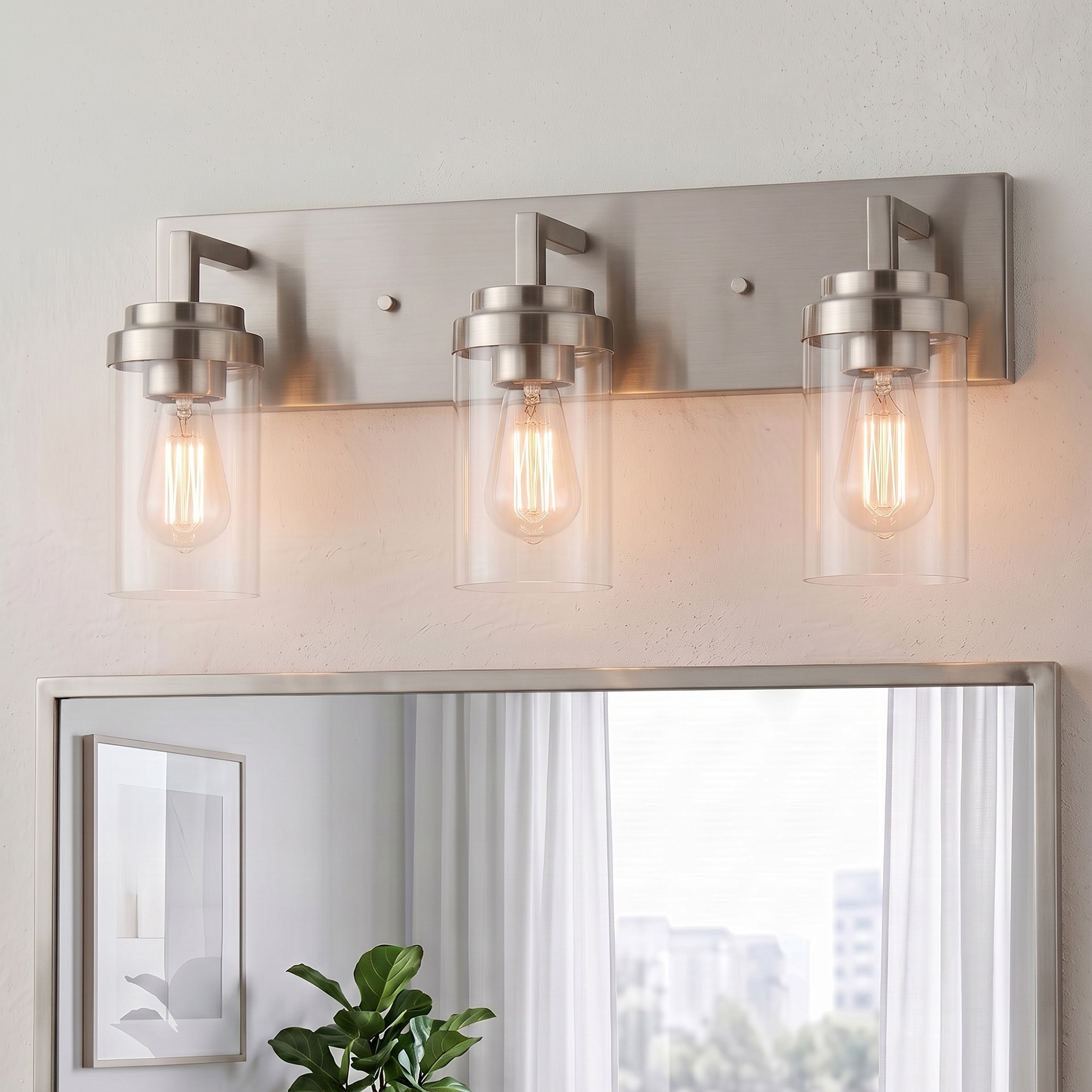 KAWOTI Olan 20.5-in 3 Light Brushed Nickel Traditional Bathroom Vanity light