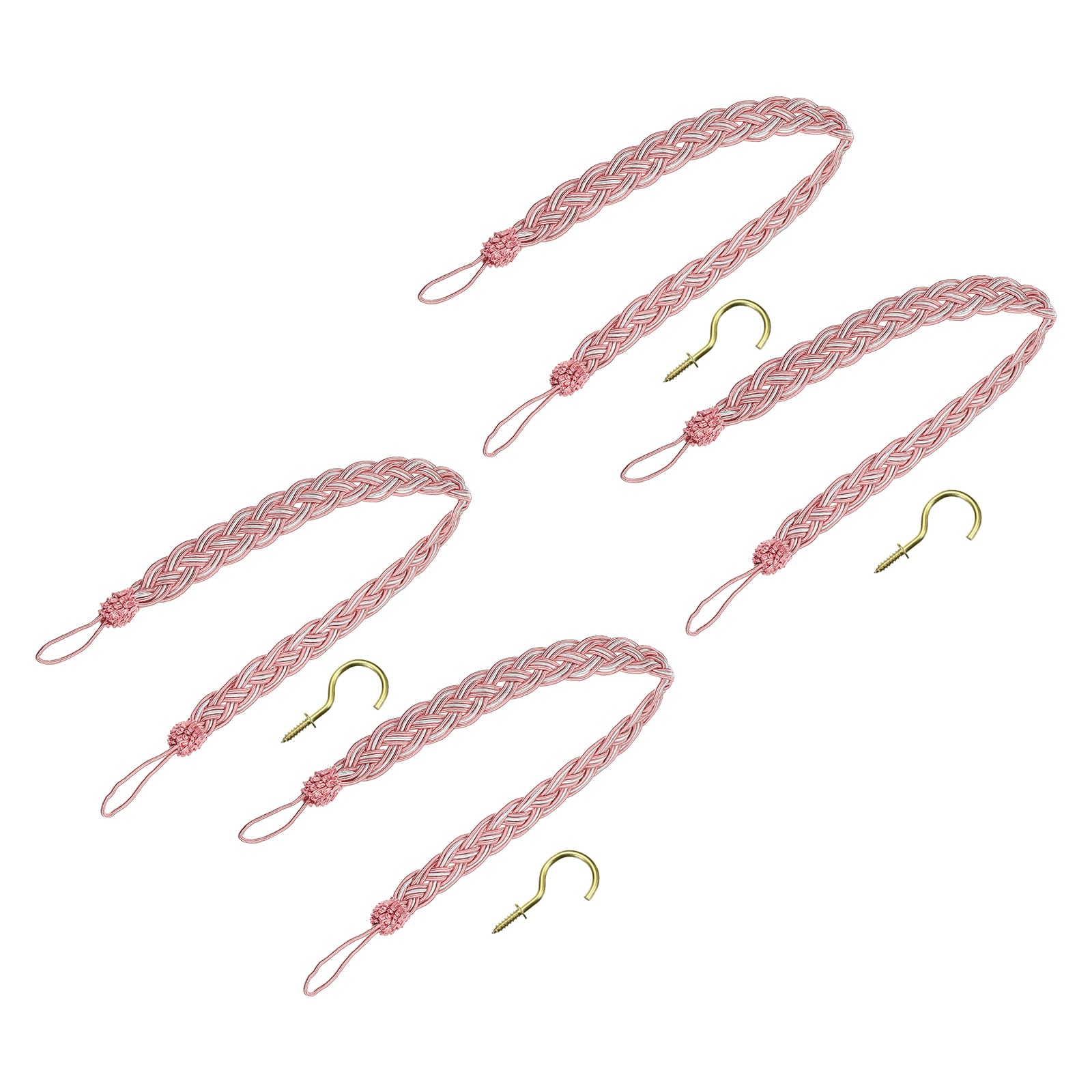 Unique Bargains - 4pcs Curtain Tiebacks 58cm/23inch Braided Drapery Holdback Holder Decorative Ro...