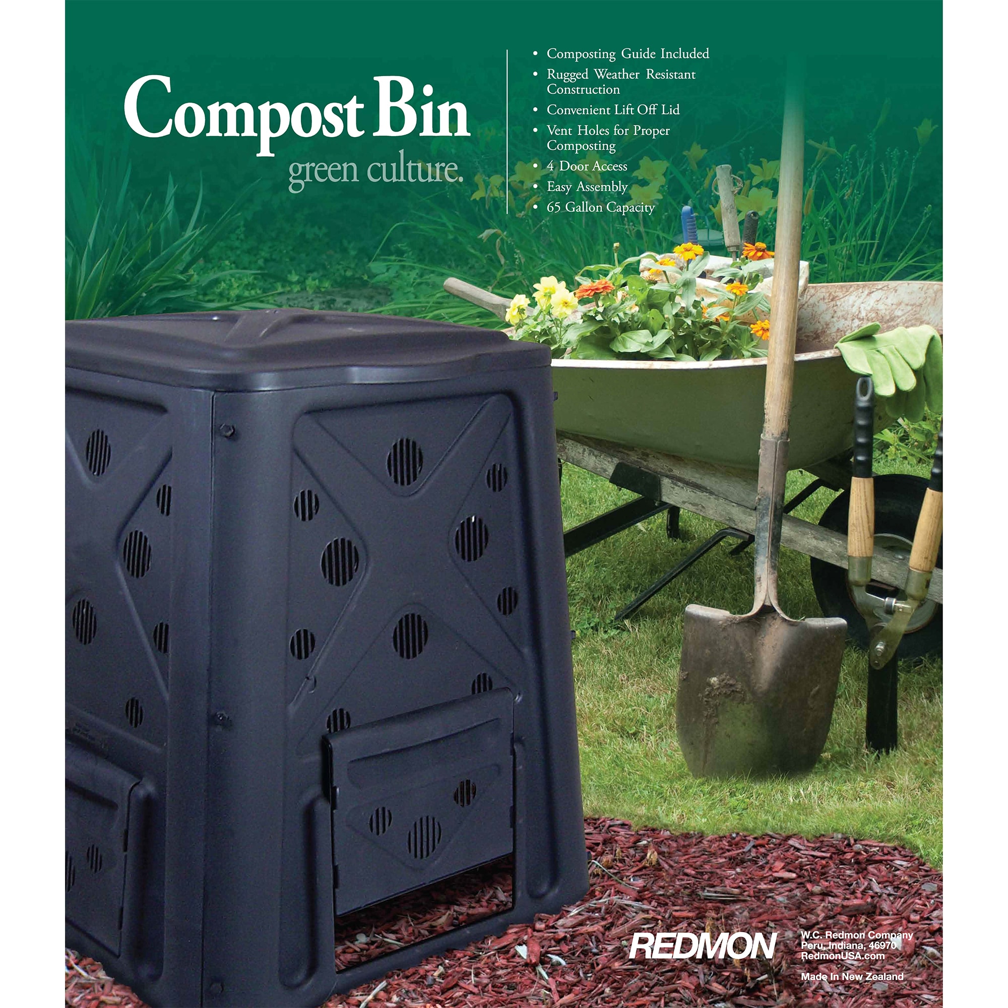 Redmon 65 Plastic Stationary Bin Composter In The Composters Department   62913364 