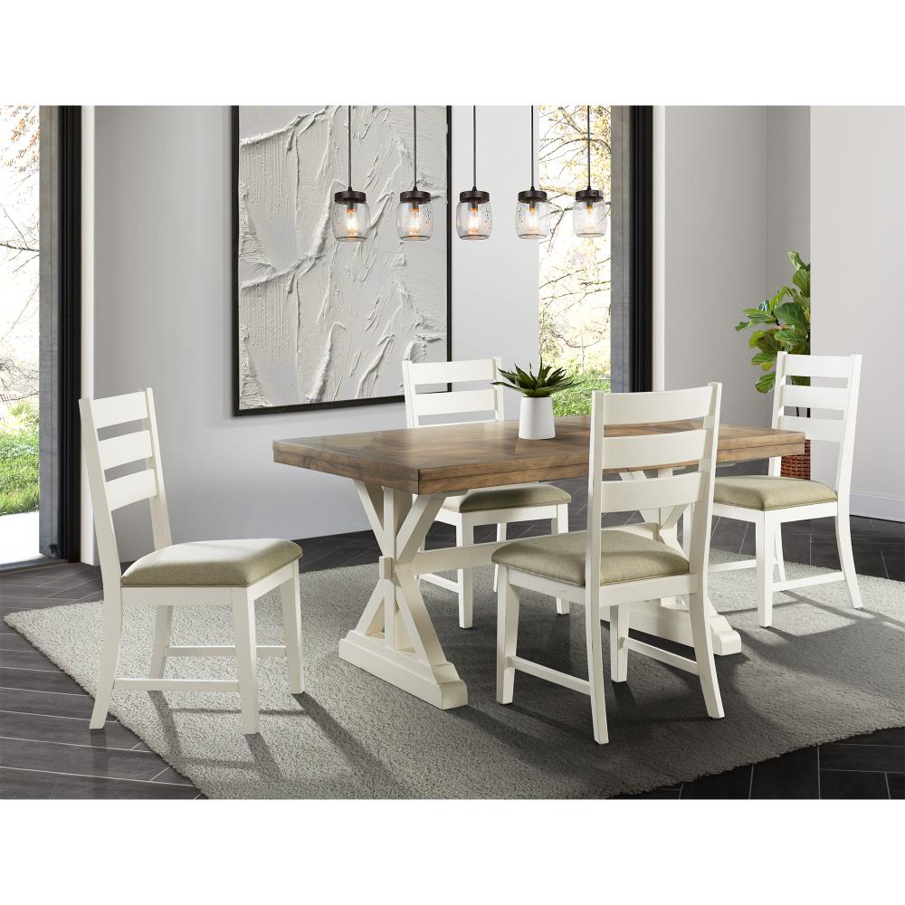 Barrett Natural/White Transitional Dining Room Set with Rectangular Table (Seats 4) | - Picket House Furnishings DPK100RK5PC