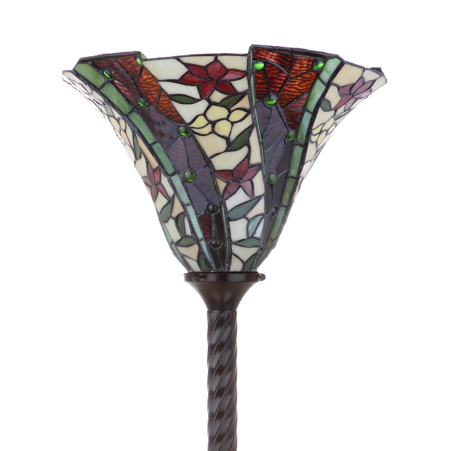 Williams 71" Bronze Torchiere with Stained Glass Shade
