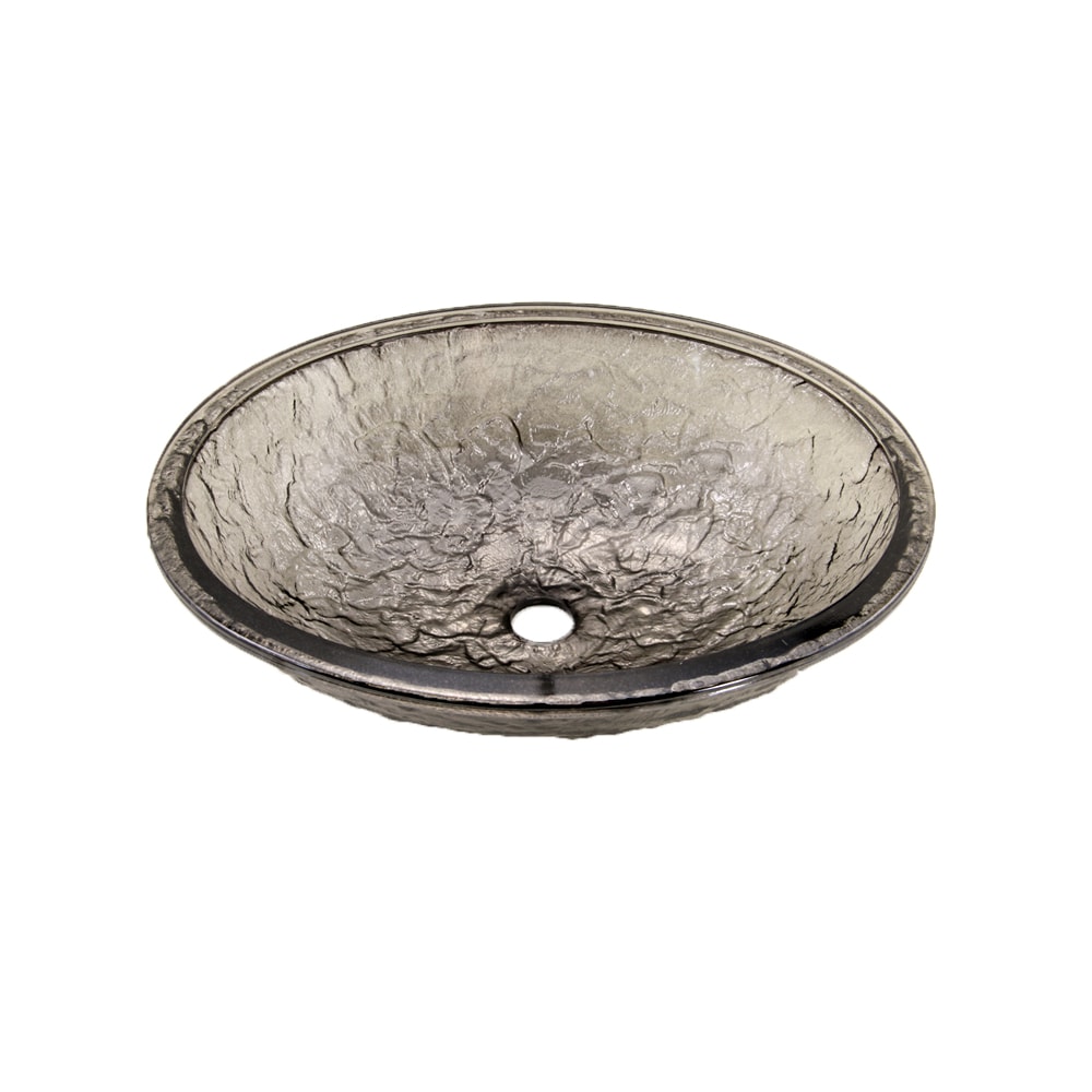 JSG Oceana Black Nickel Glass Undermount Oval Bathroom Sink (19.75-in x ...