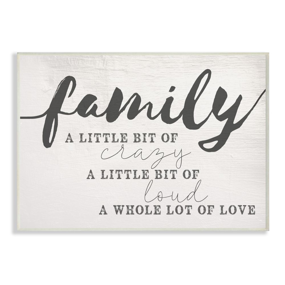 Stupell Industries Family Crazy Loud Love Inspirational Word Design ...