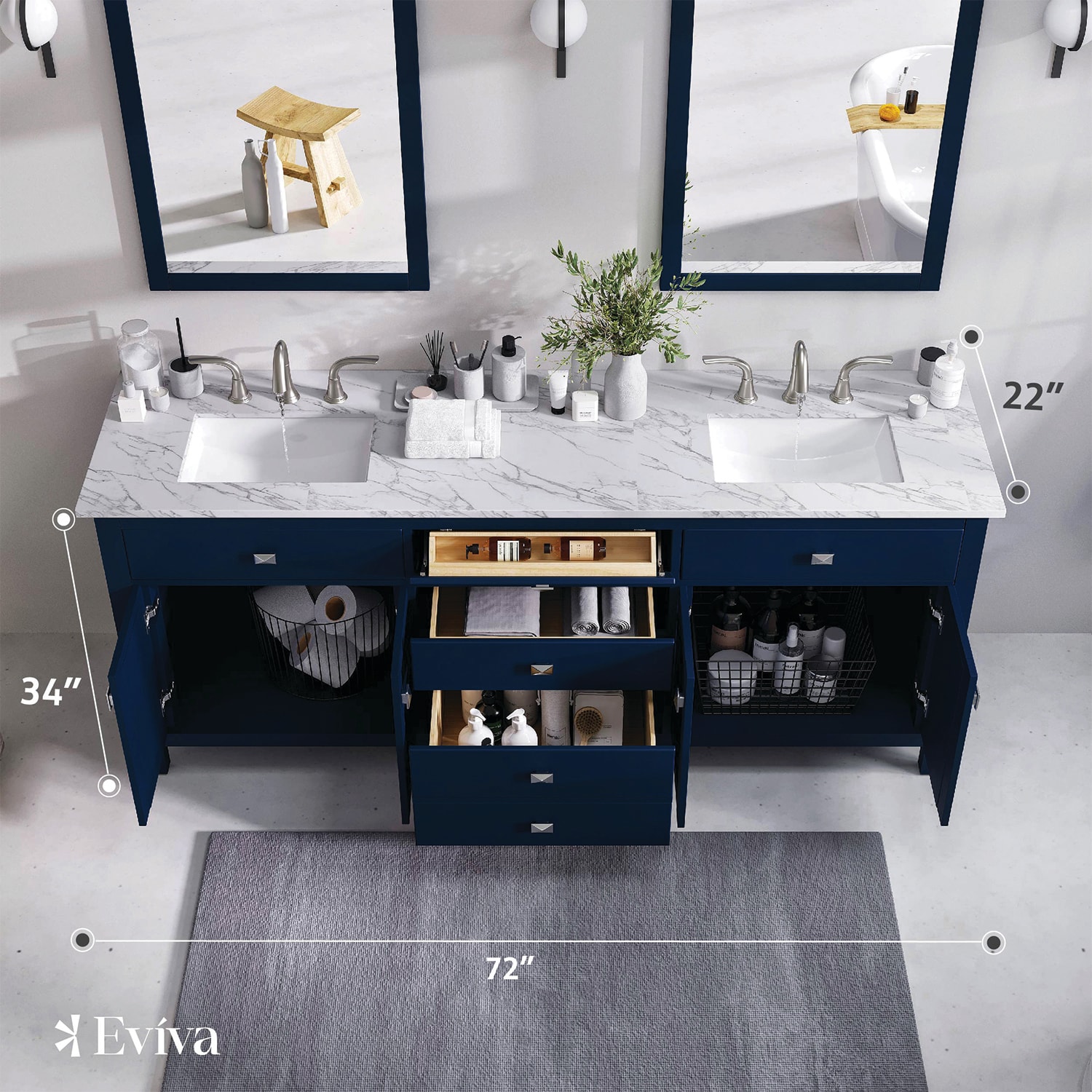 Eviva TVN313-72BLU Bath-Vanity-Combo - View #2