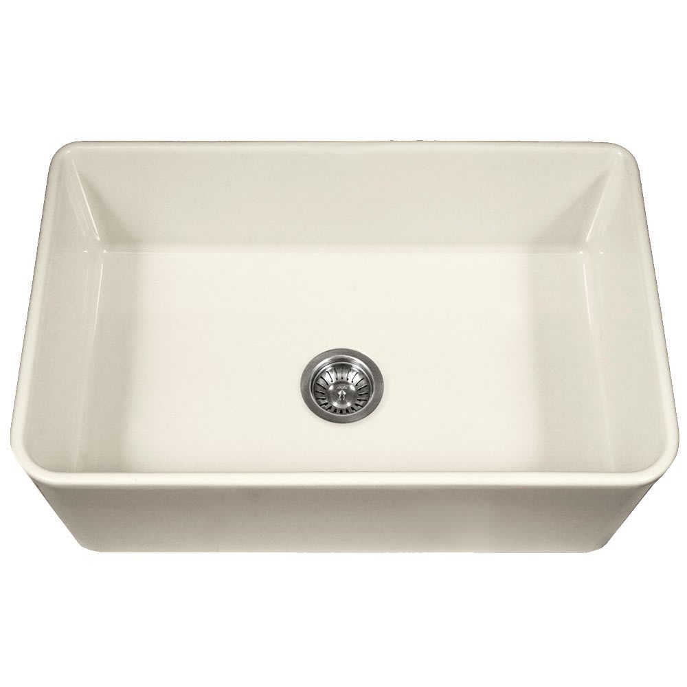 HOUZER  PTG-4300 BQ Platus Apron Front Fireclay Single Kitchen Sink In Biscuit