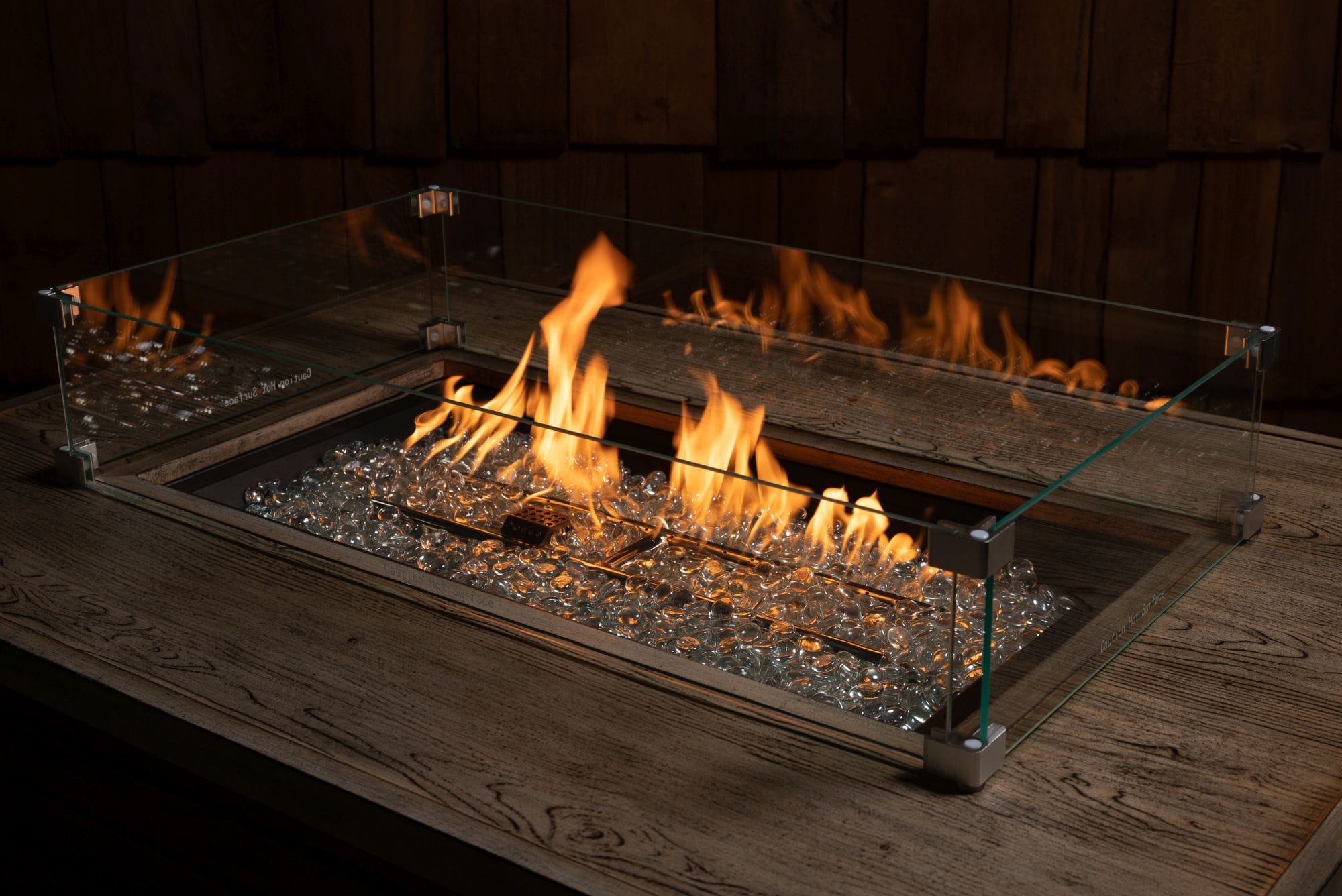 Clear Tempered Glass Wind Guard for Rectangular Fire Pits