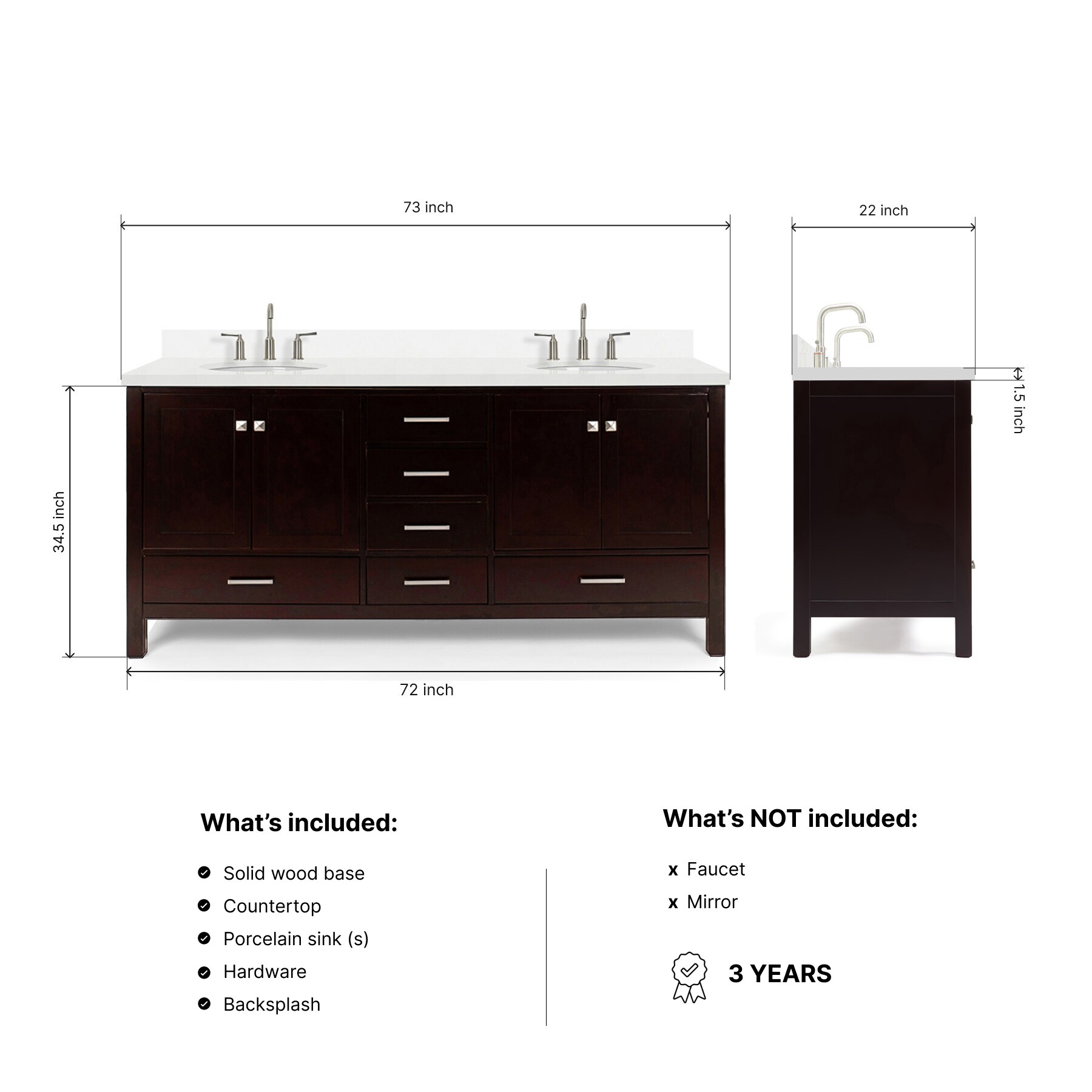 ARIEL A073DWQOVOESP Bath-Vanity-Combo - View #3