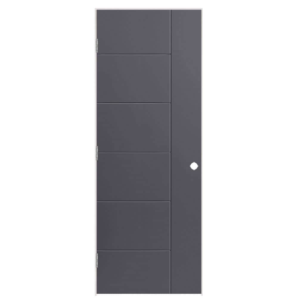 Masonite 1446896 30-in x 80-in Slate Hollow core Flush Right hand Smooth Prefinished Molded composite Flat Jamb Single Prehung Interior Door