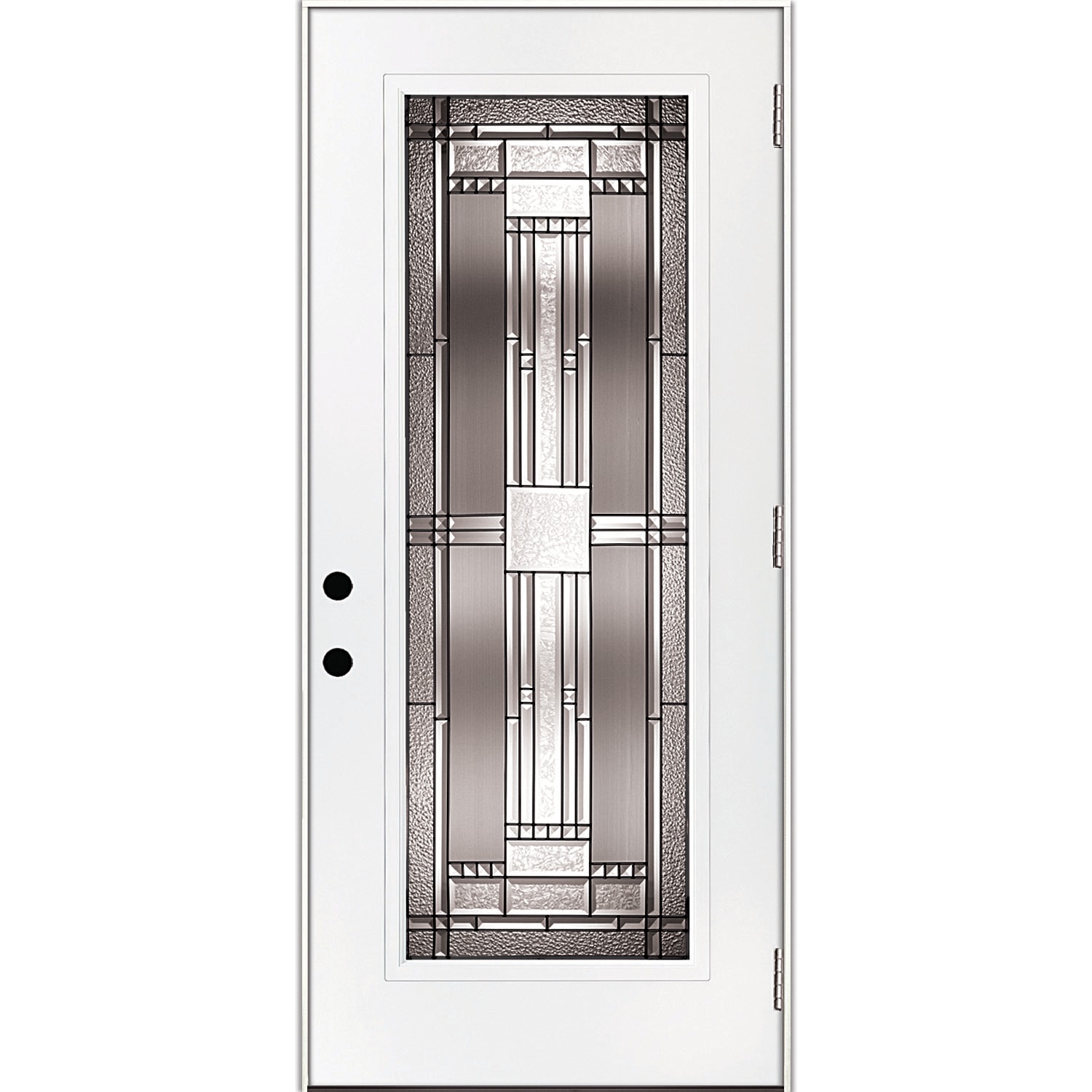Feather River Patterson 36-in x 80-in Fiberglass Full Lite Left-Hand Outswing Ready To Paint Prehung Single Front Door Insulating Core in White -  FL6438TD