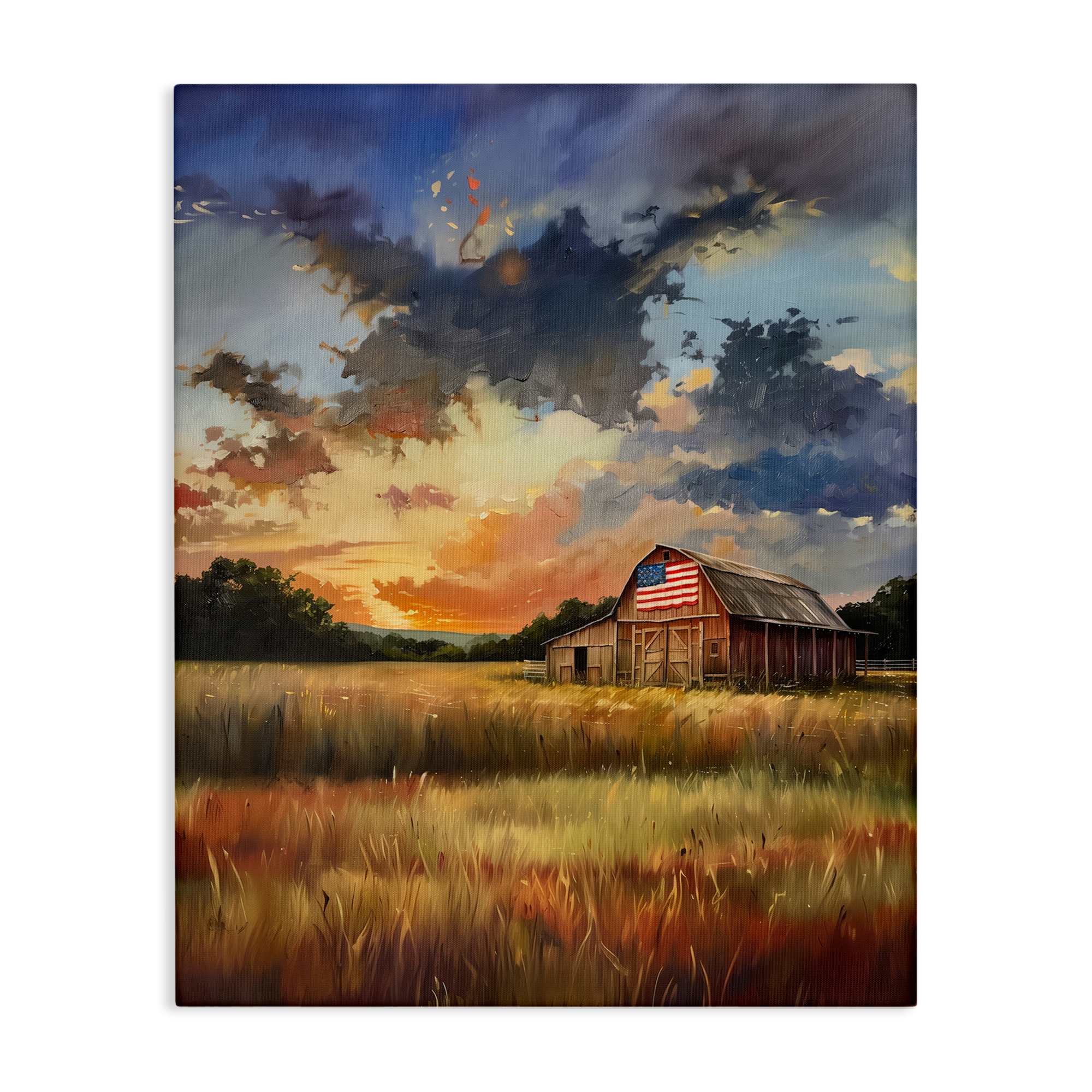 Stupell Industries BT-762-CN-30X40 American Barn at Sunset Canvas Wall Art By Arlington Prints 30 x 40