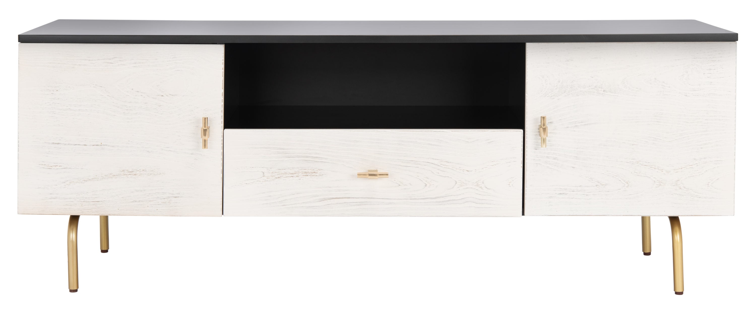 Safavieh MED5000B Genevieve Modern/Contemporary Black/White Washed TV stand ( Accommodates TVs up to 70-in )