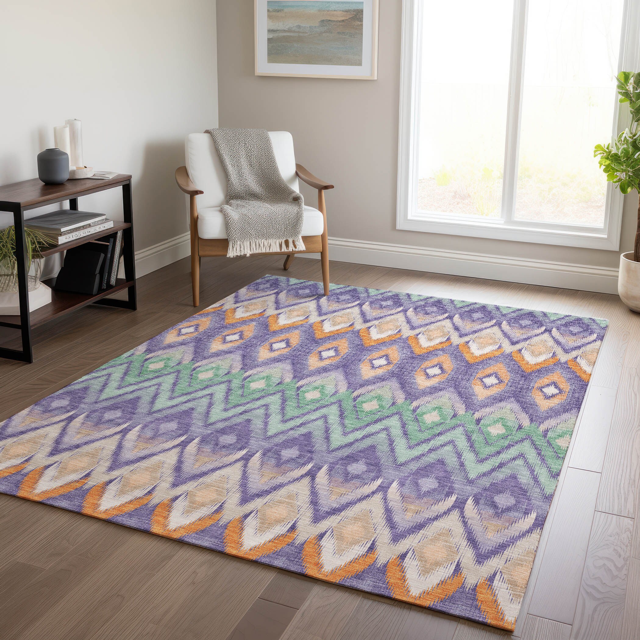 Addison Rugs ACN617PP30X46 Chantille ACN617PP 2 x 3 (ft) Polyester Purple Rectangular Indoor/Outdoor Abstract Machine washable Area rug