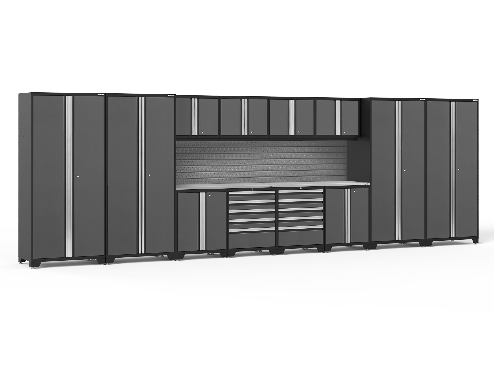 NewAge Products 58571 256.0-in W x 85.25-in H x 24.0-in D 12 -Cabinets Steel Charcoal Gray Garage Storage System