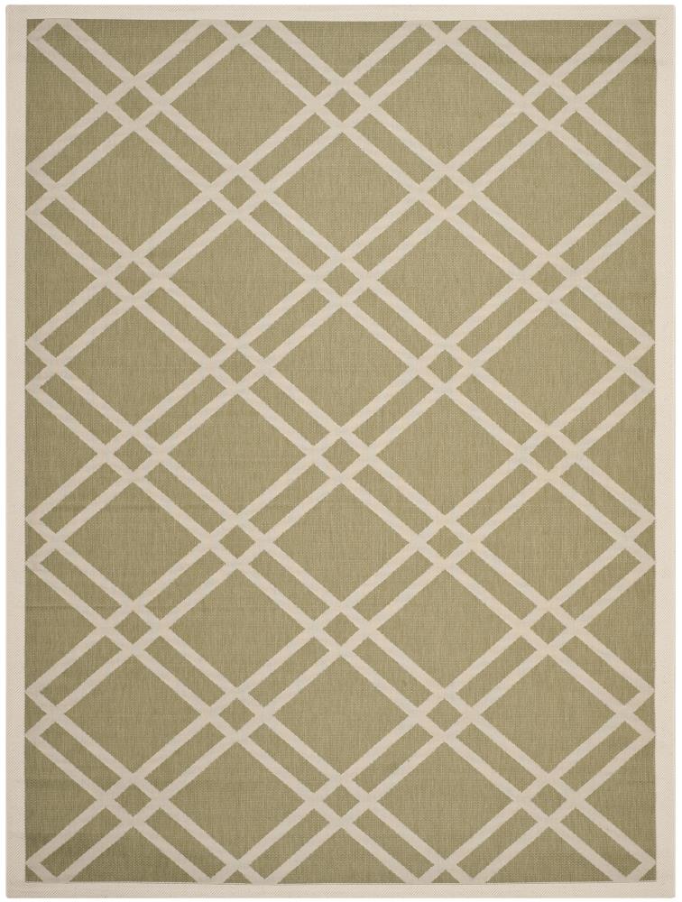 Safavieh CY6923-244-8 Courtyard Eden 8 x 11 (ft) Loomed Polypropylene Green/Beige Rectangular Indoor/Outdoor Trellis Coastal Area rug