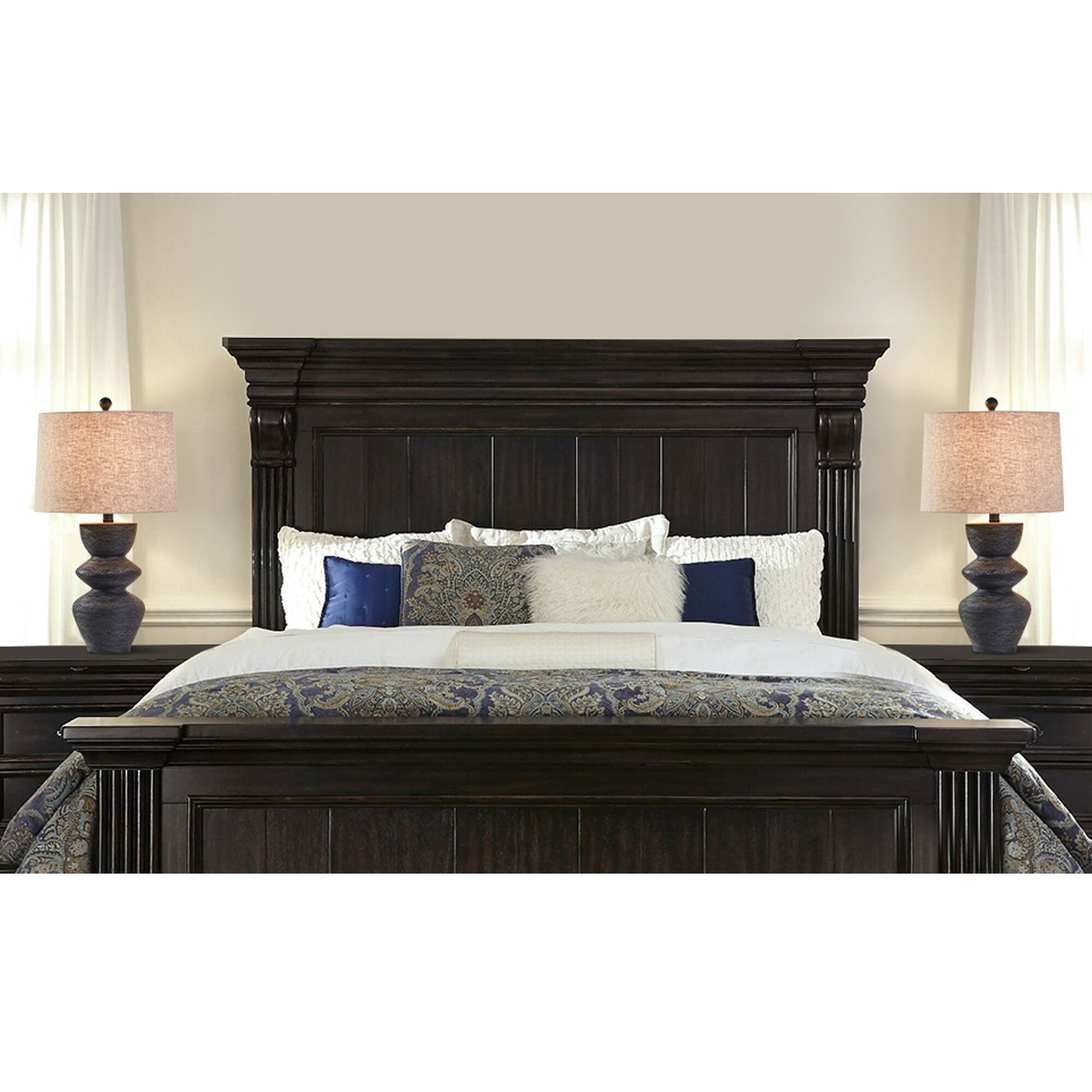 Kawoti 25" Black Distressed Ceramic Table Lamp with Beige Shade