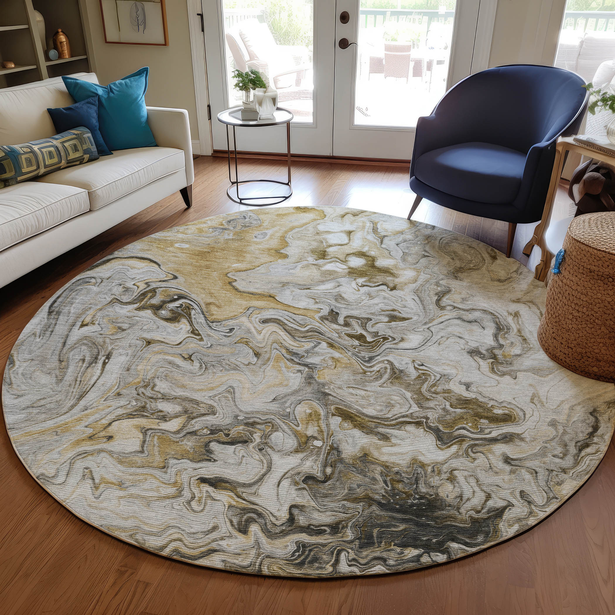 Addison Rugs ACN603TP8RO Chantille ACN603TP 8 x 8 (ft) Polyester Taupe Round Indoor/Outdoor Abstract Machine washable Area rug
