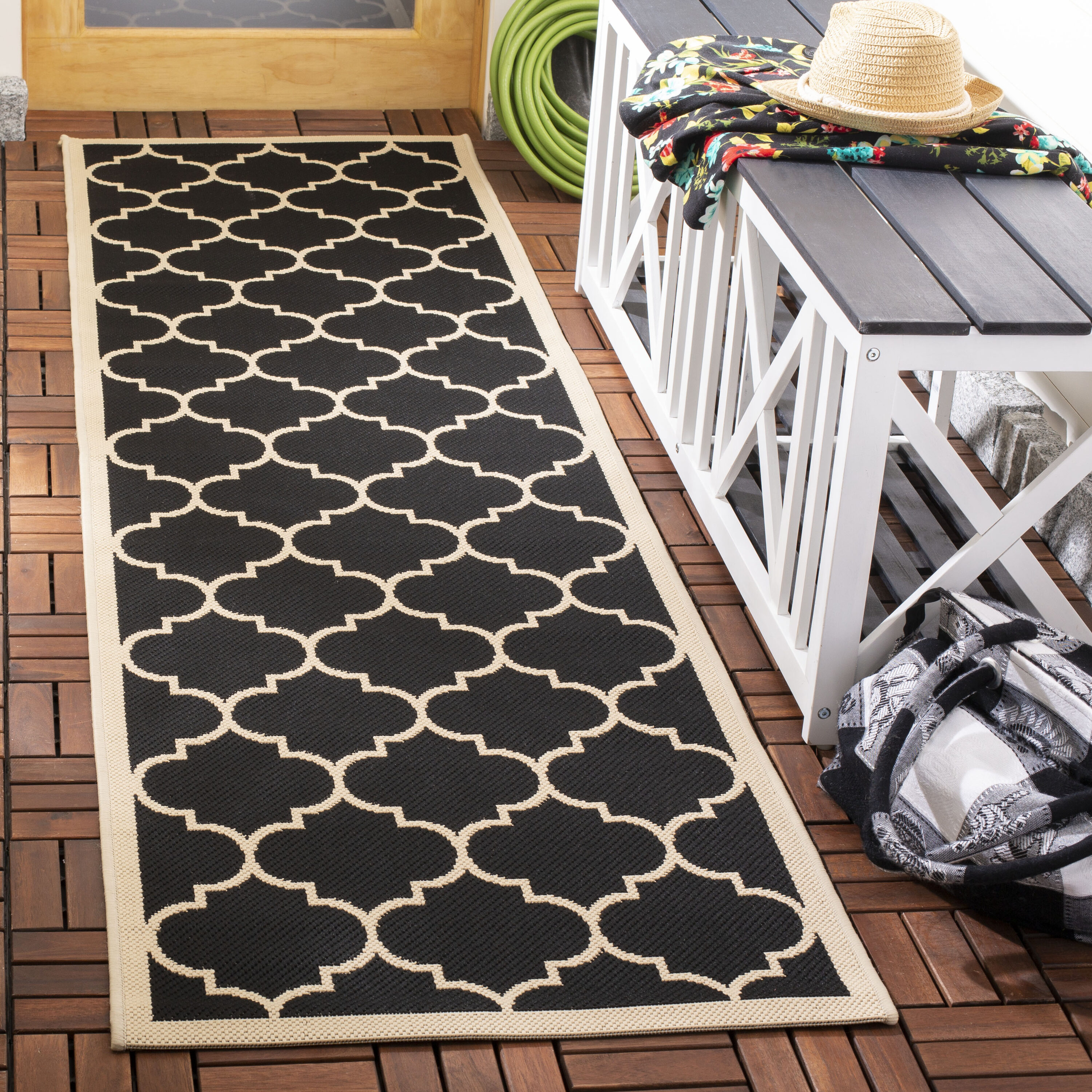 Black & Bone Plaid Outdoor Rug - Safavieh.com  Outdoor rugs, Outdoor rugs  patio, Front porch decorating
