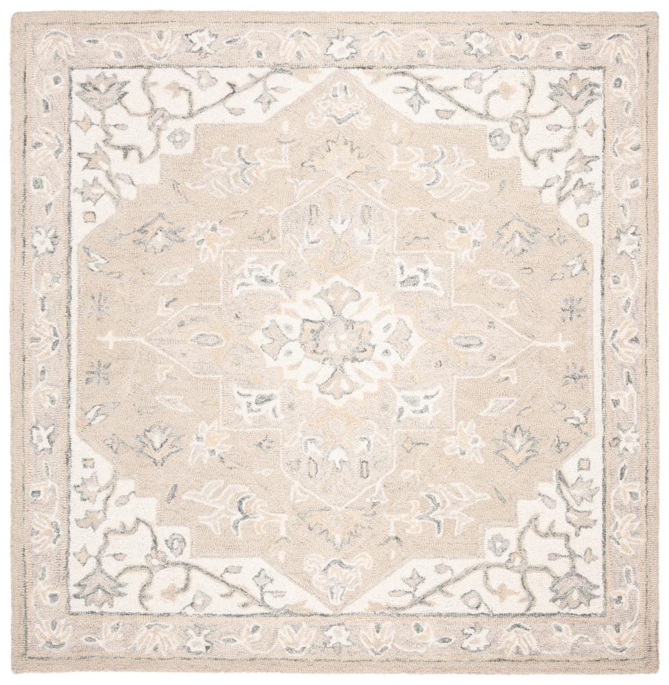 Hand-Tufted Elegance Round Wool Rug in Light Grey/Ivory, 59"