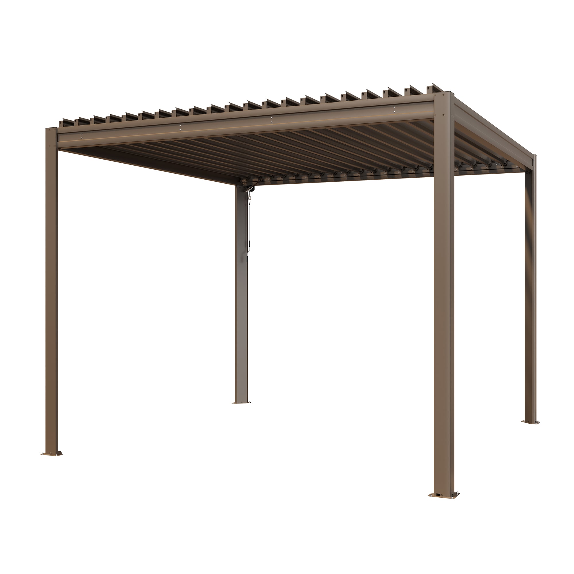 Mondawe MD-LGMF1630-BR 10-ft W x 10-ft L x 7-ft 8-in H Brown Metal Freestanding Pergola with Canopy