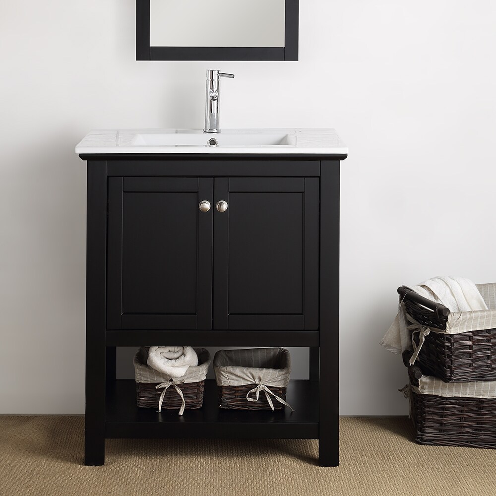 Manchester 30" Black Solid Wood Free-Standing Single Sink Vanity