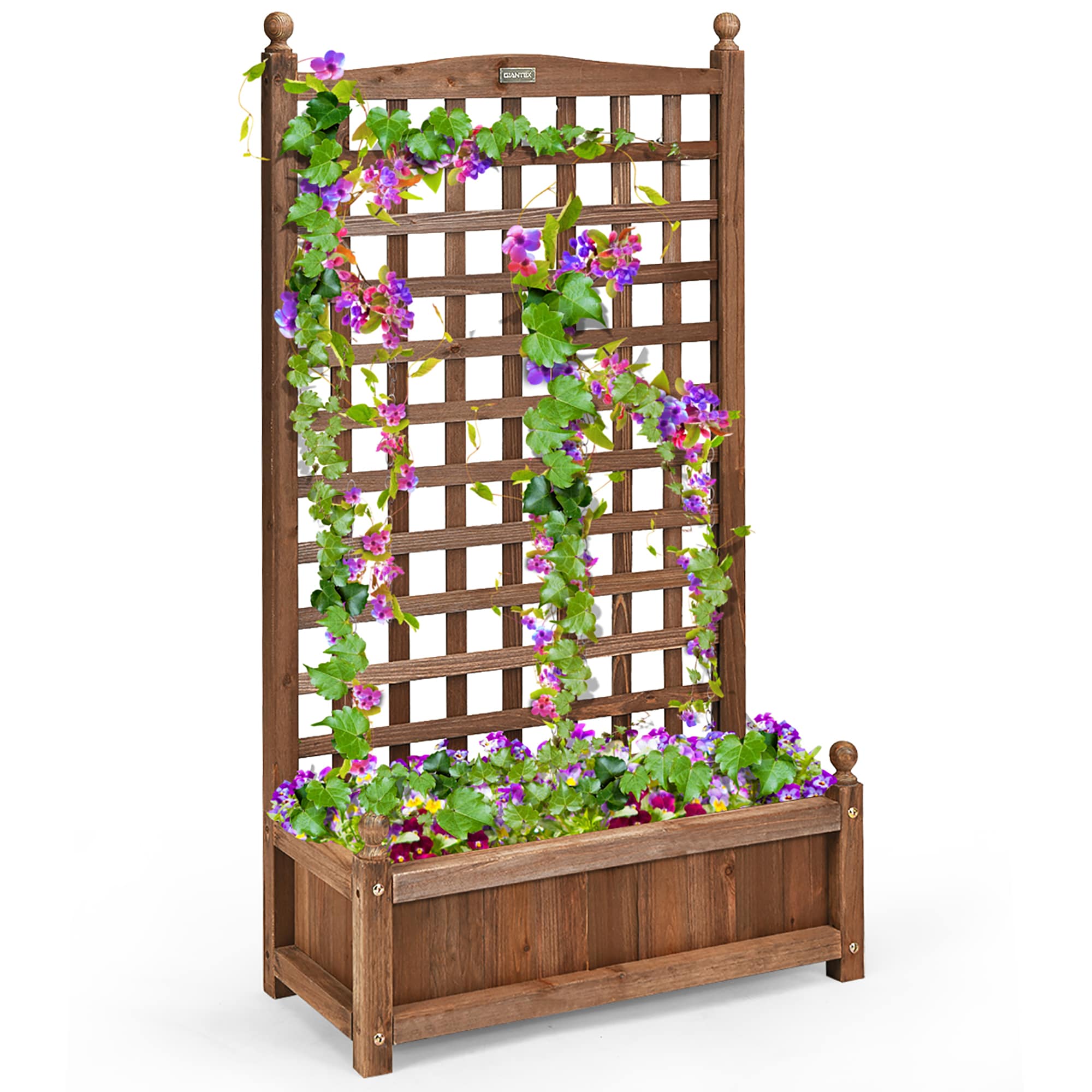 Costway 11-in W x 25-in L x 48-in H Brown Wood Raised Planter Box #LWS00520