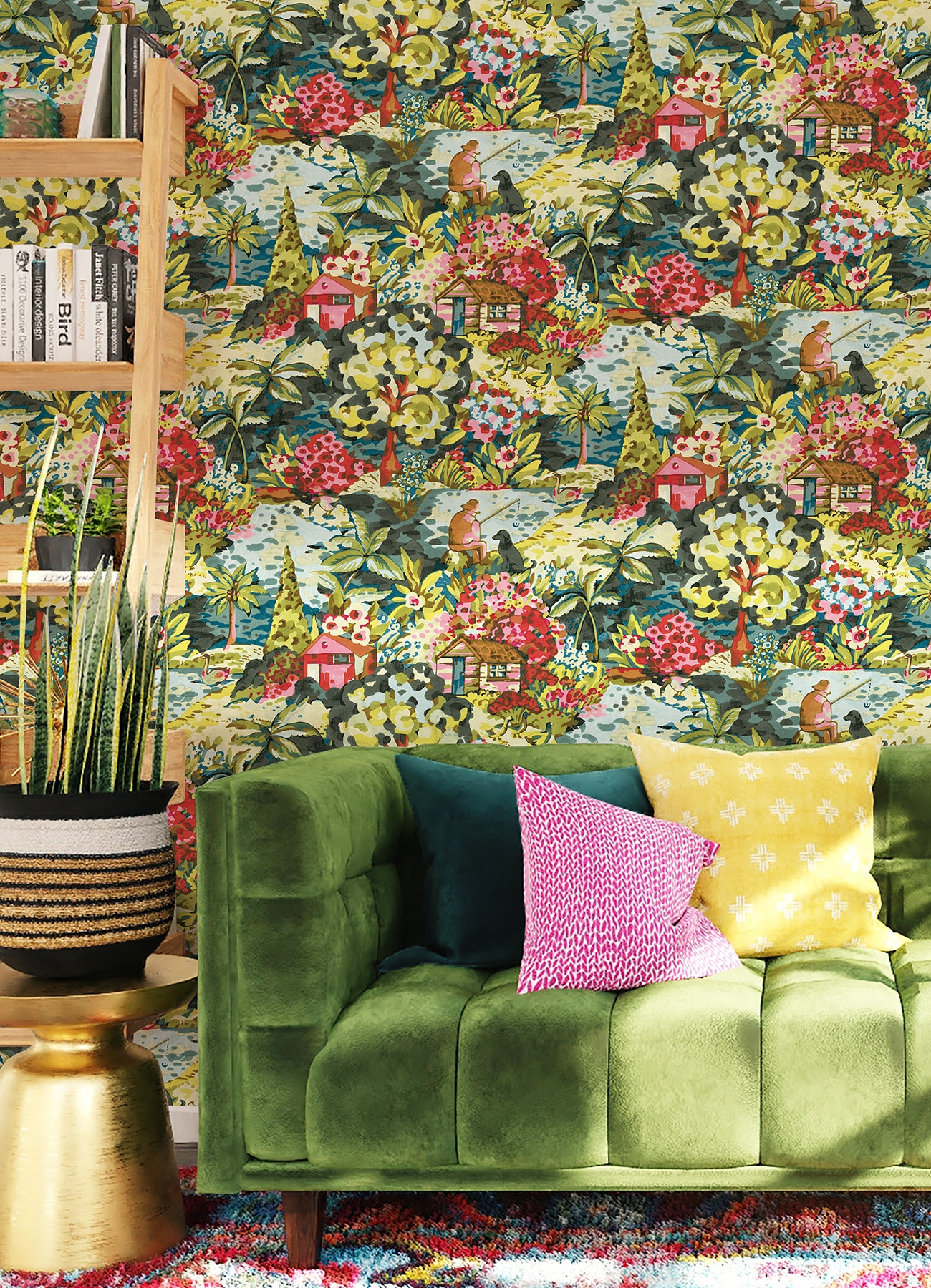 Multicolor Scenic Cabin-Core Peel & Stick Wallpaper Roll