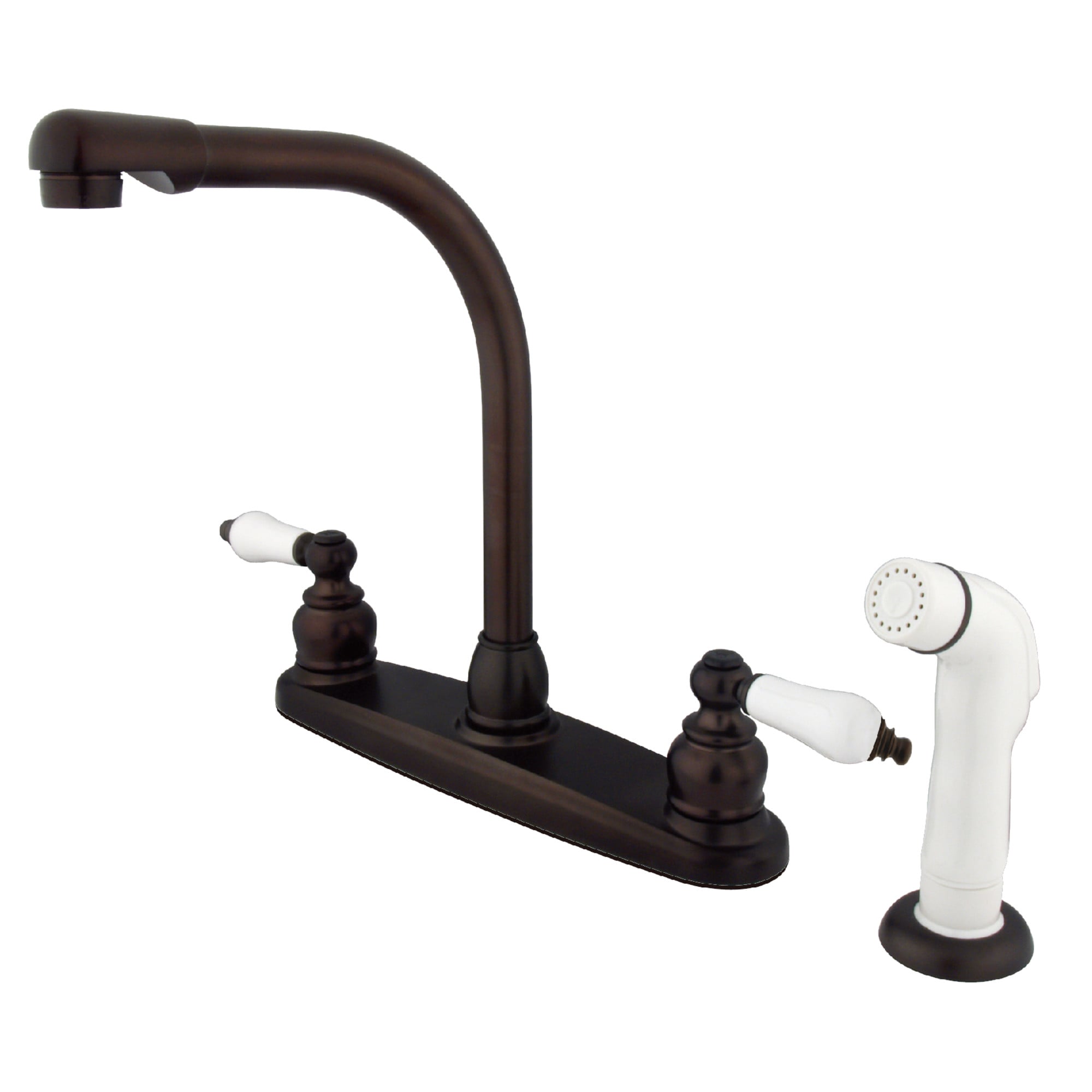 Elements of Design EB715 Victorian Oil-rubbed bronze Double Handle Deck-mount Kitchen Faucet ( Deck Plate Included ) ( Side Sprayer Included )