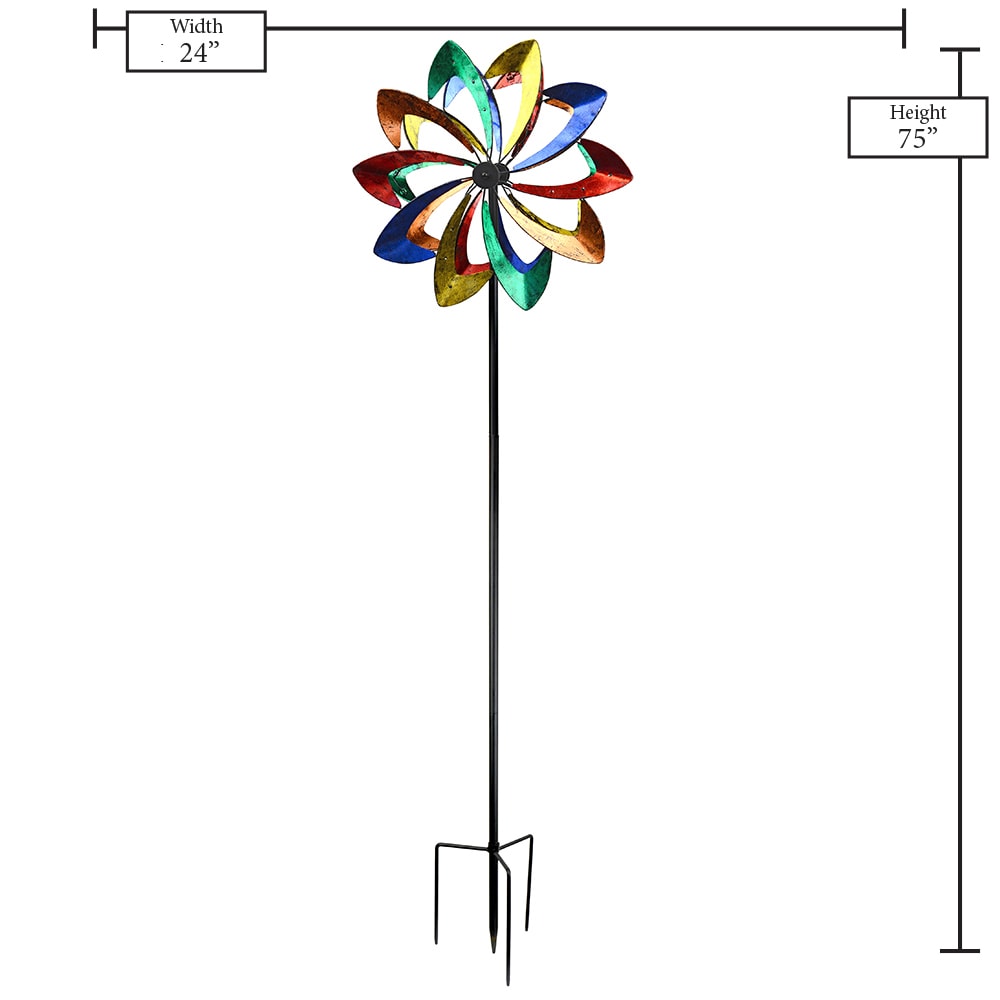 RCS Gifts Wind spinner stake Powder Coated Steel Wind Spinner at Lowes.com