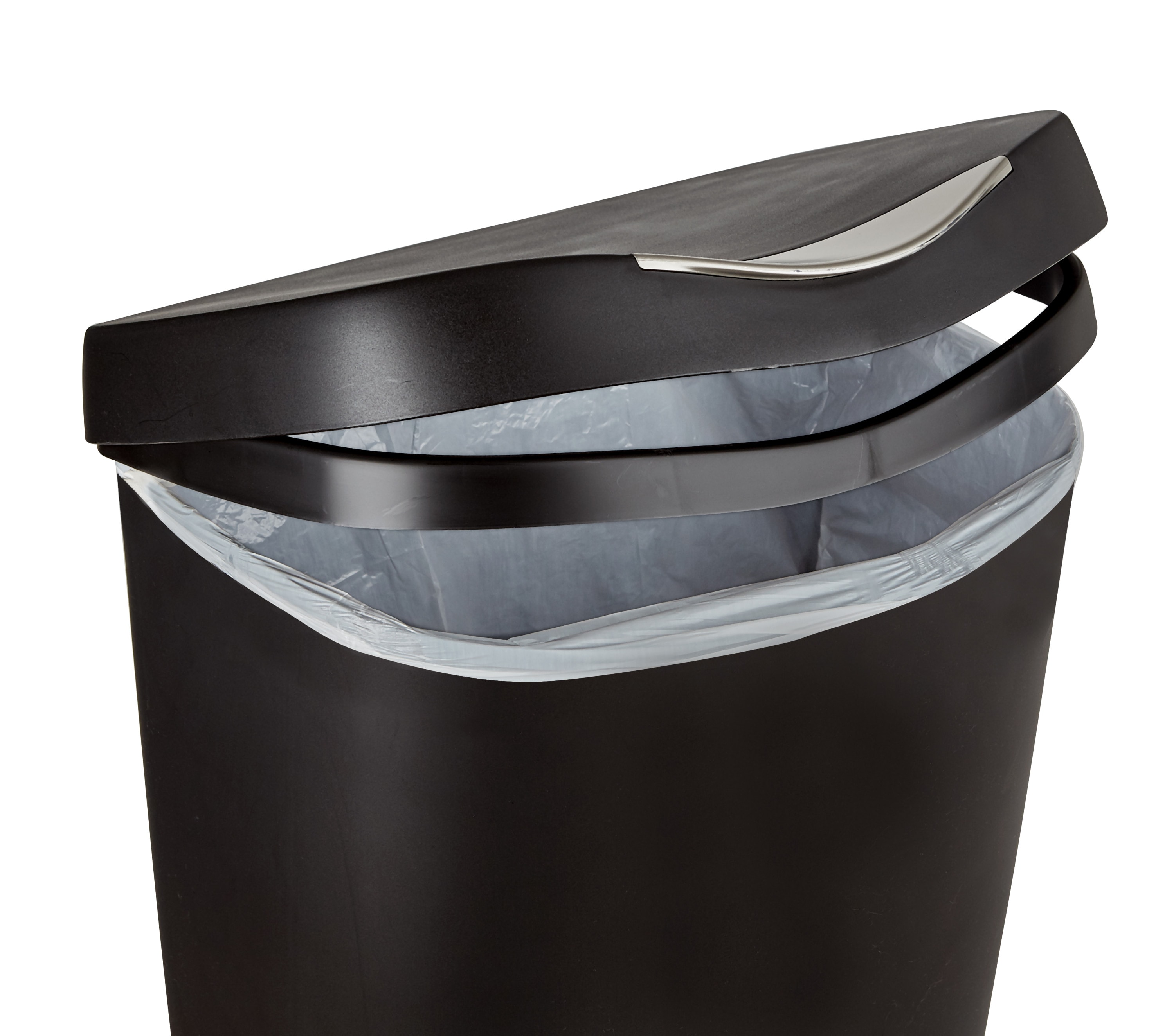 Mop Mob Space-Saving Trash Can and 100x 4 gal. Leak-Proof Liners Set. Small Black Plastic Wastebasket and Clear Bags Great for Bathroom, Kitchen or