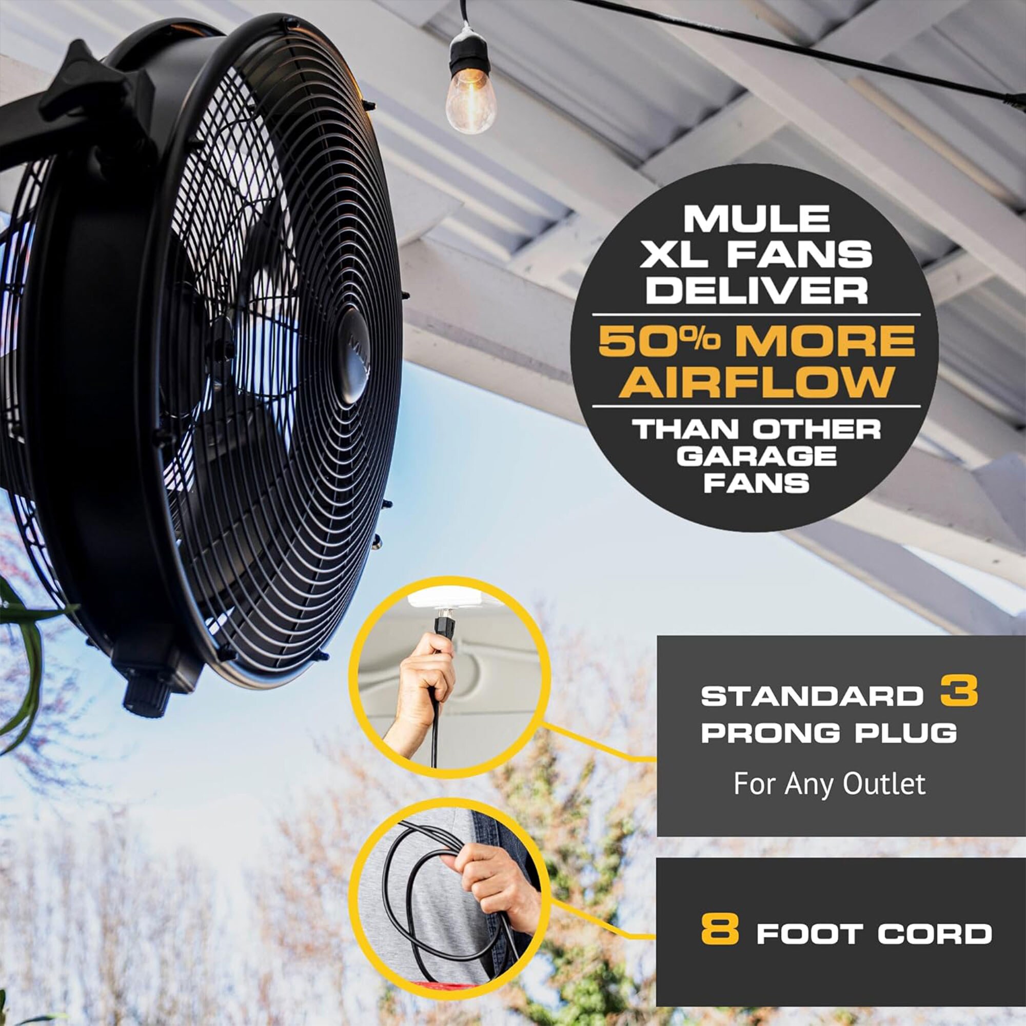 MULE Outdoor 18 Inches Fan Omni-Reach Extended Wall Mount 300