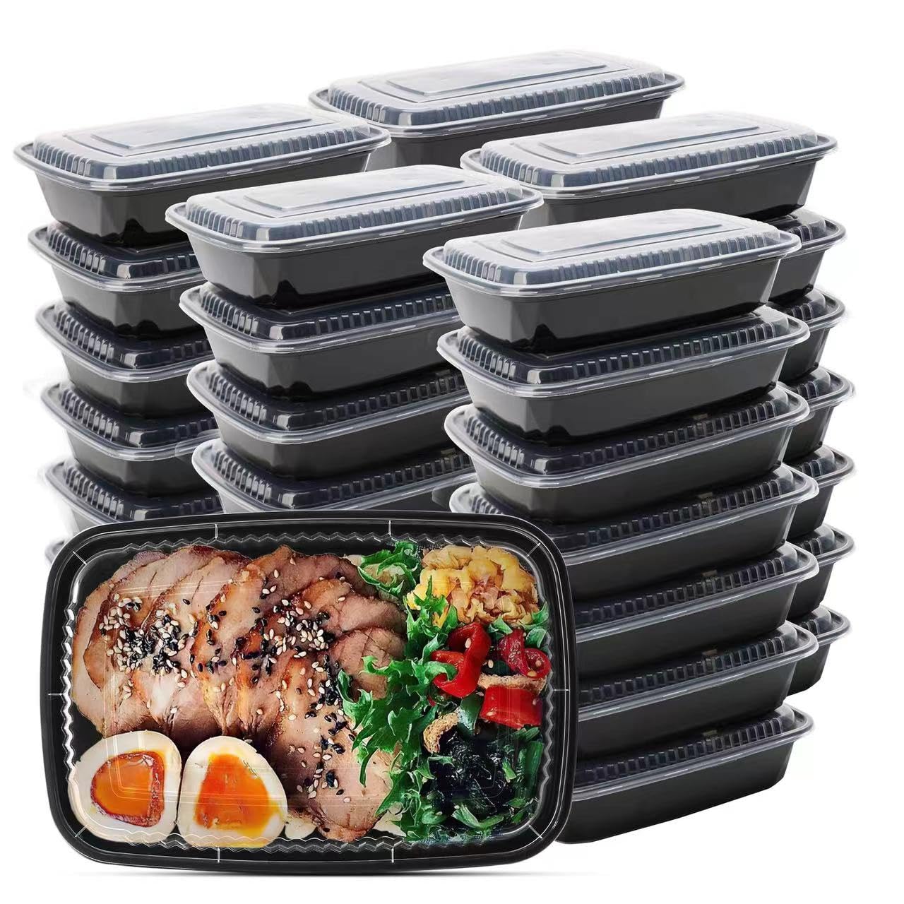 DHMHD  Meal Prep Container 50 Pack 32 oz Food Storage Containers with Lids Stackable Reusable Plastic Lunch Box BPA Free Microwave Dishwasher