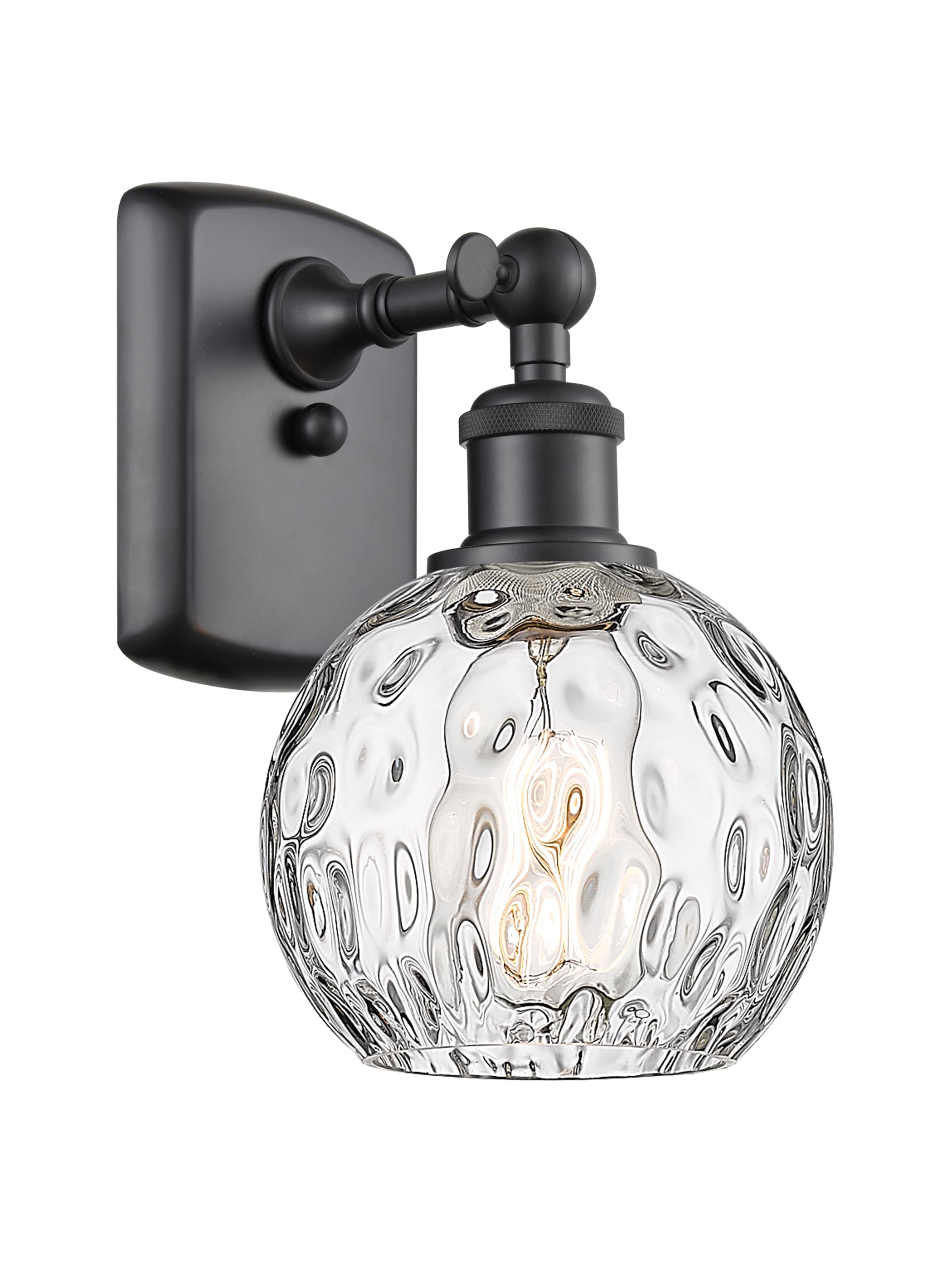 Innovations Lighting 516-1W-BK-G1215-6 Athens Water Glass 6-in W 1 -Light Matte Black Industrial Wall Sconce