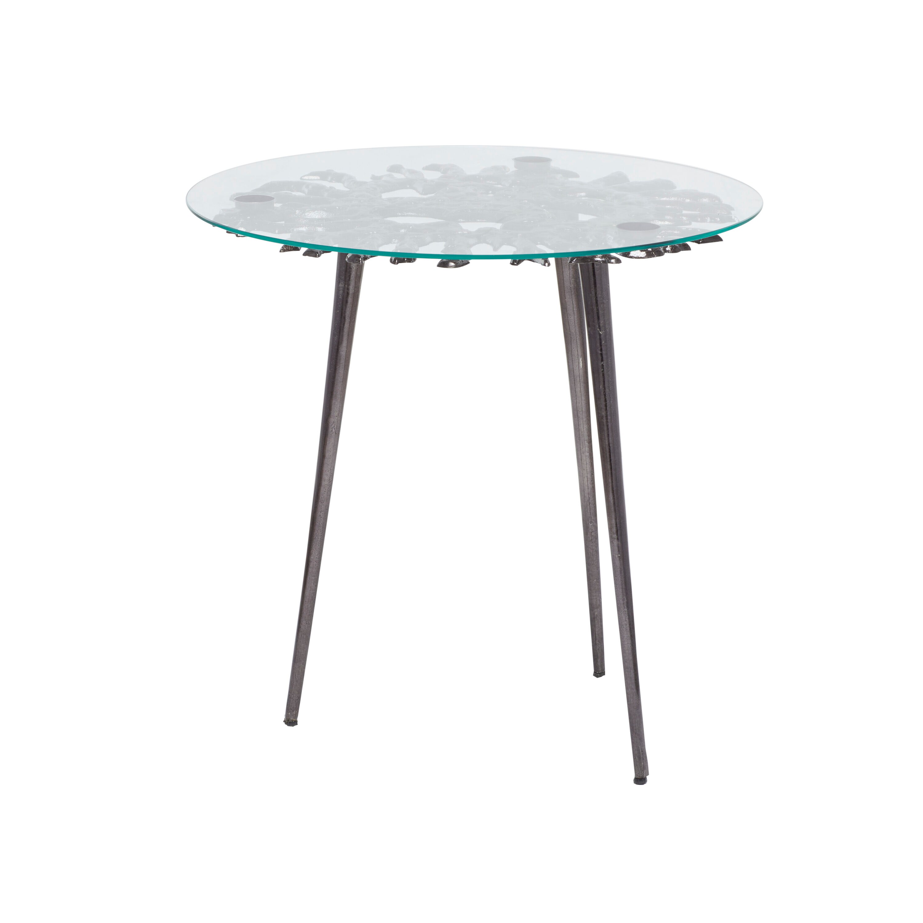 Eccentric Splash-Patterned 22'' Round Metal & Glass Accent Table