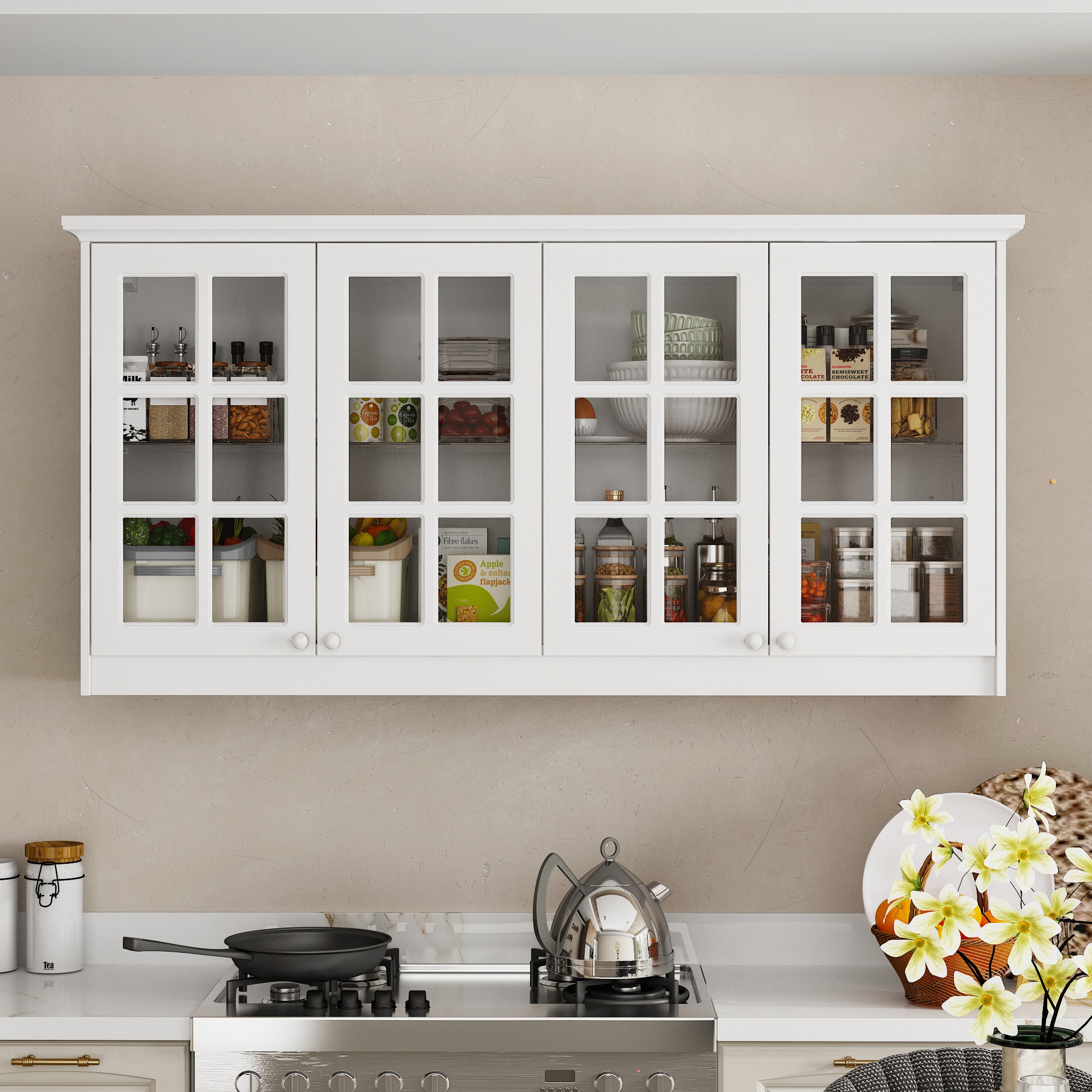 FUFU&GAGA KF210330-01 Contemporary/Modern White China cabinet with Wine Storage