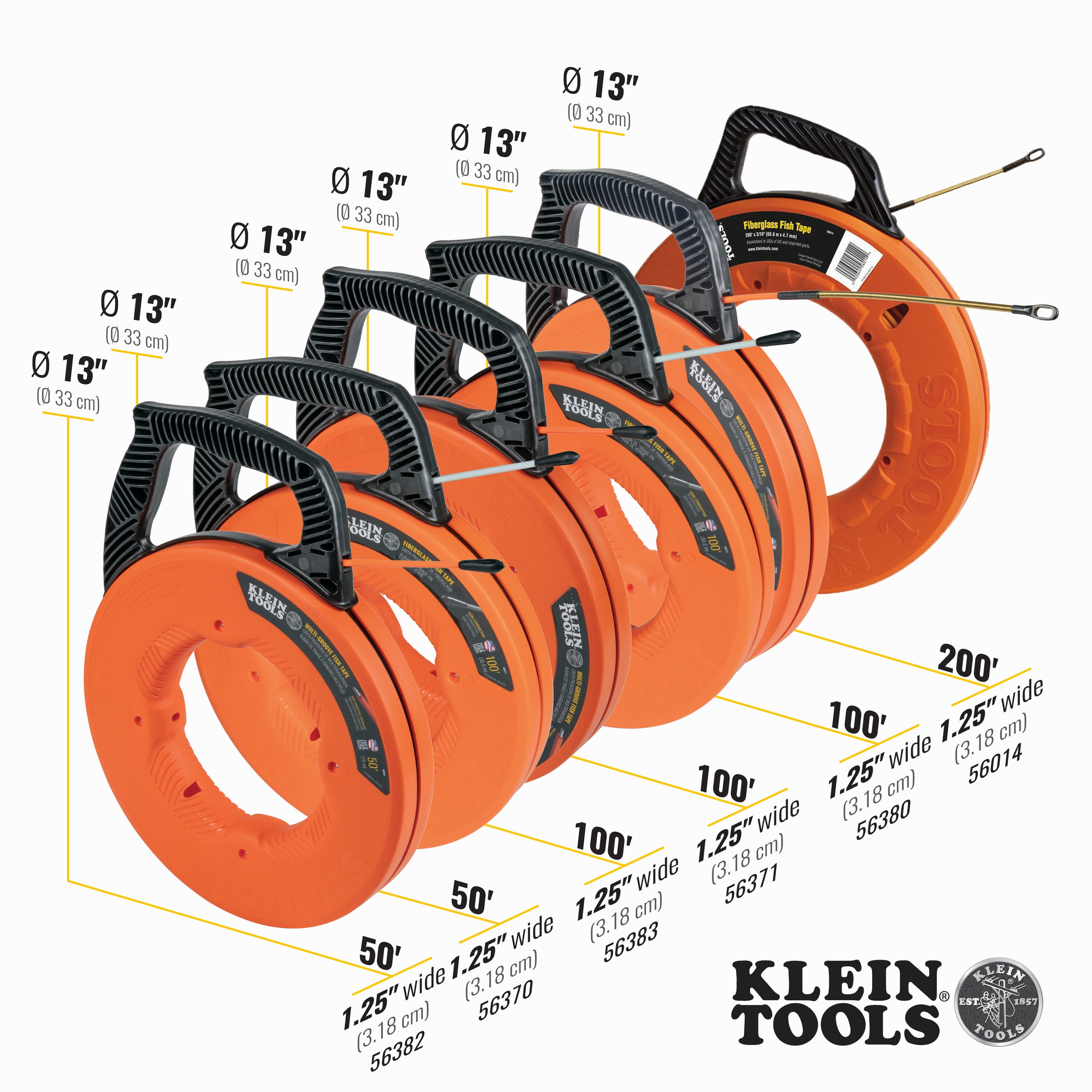 Klein Tools 56014 200' Fiberglass Fish Tape