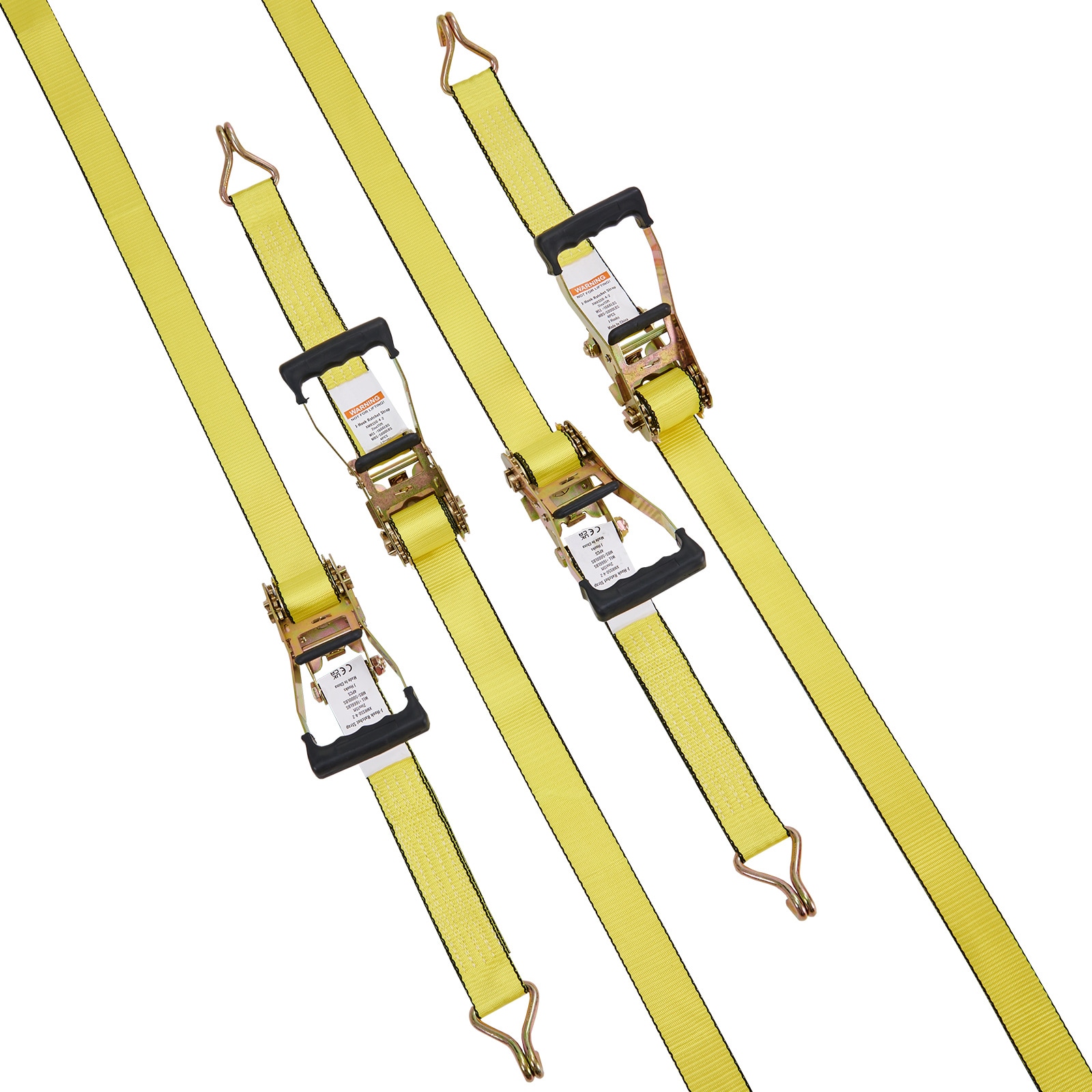 VEVOR Ratchet Tie Down Straps (4PK) 5000 lb Break Strength Double J Hook Includes 4 Premium 2in x 15' Rachet Tie Downs with Padded Handles for Moving Securing Cargo Appliances Lawn Equipment #SCSGJLDSGJ2X04158V0