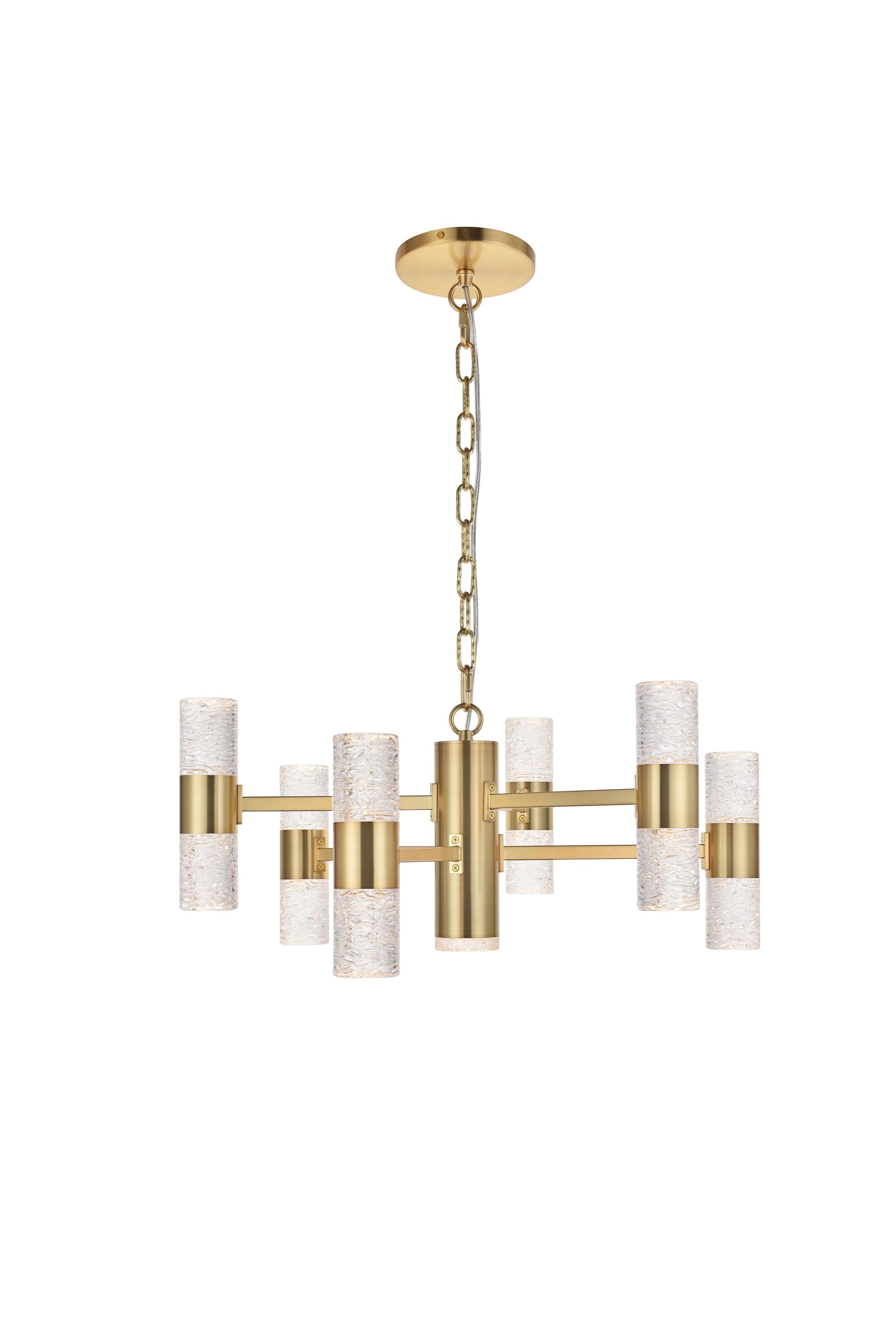Modern Gold and Clear Glass LED Pendant Light Fixture
