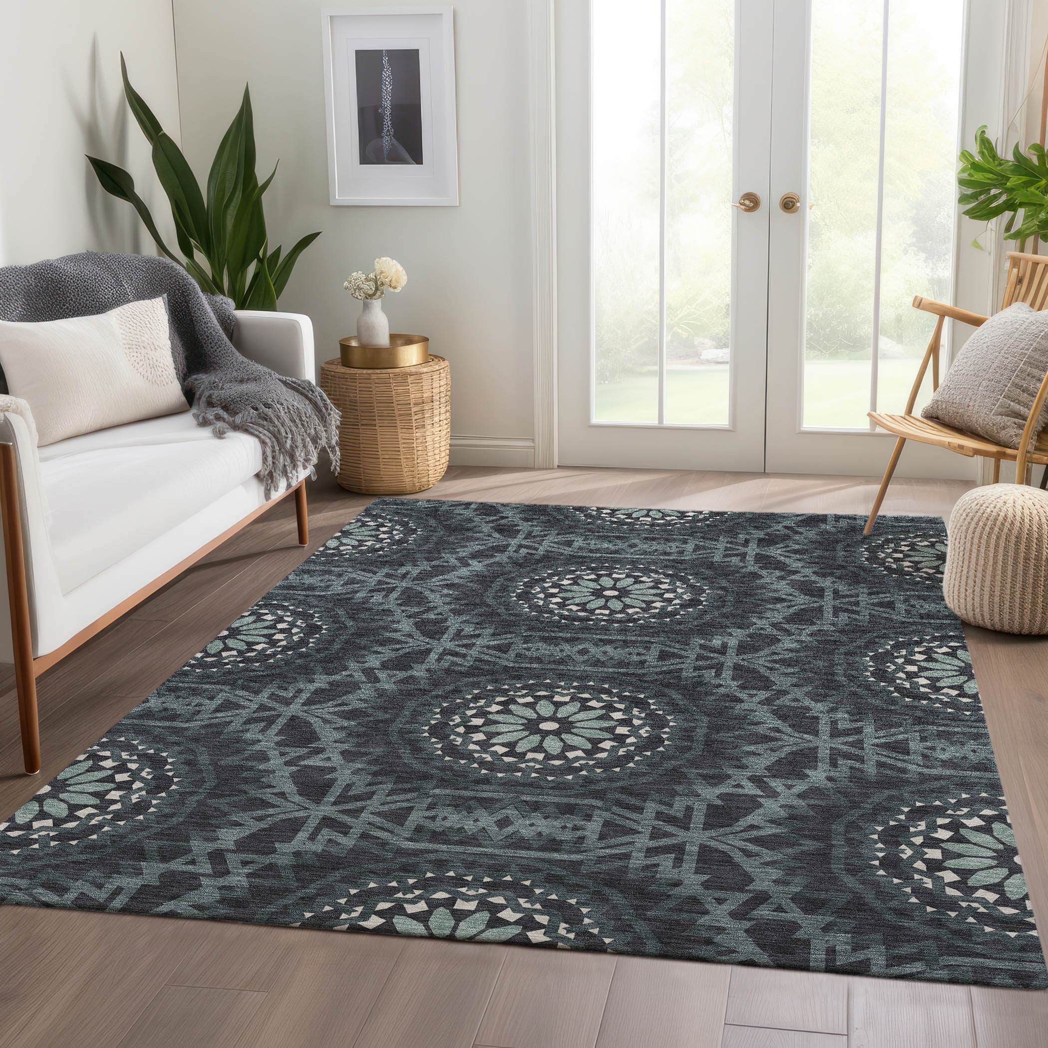 Addison Rugs ACN619CC30X46 Chantille ACN619CC 2 x 3 (ft) Polyester Charcoal Rectangular Indoor/Outdoor Abstract Machine washable Area rug