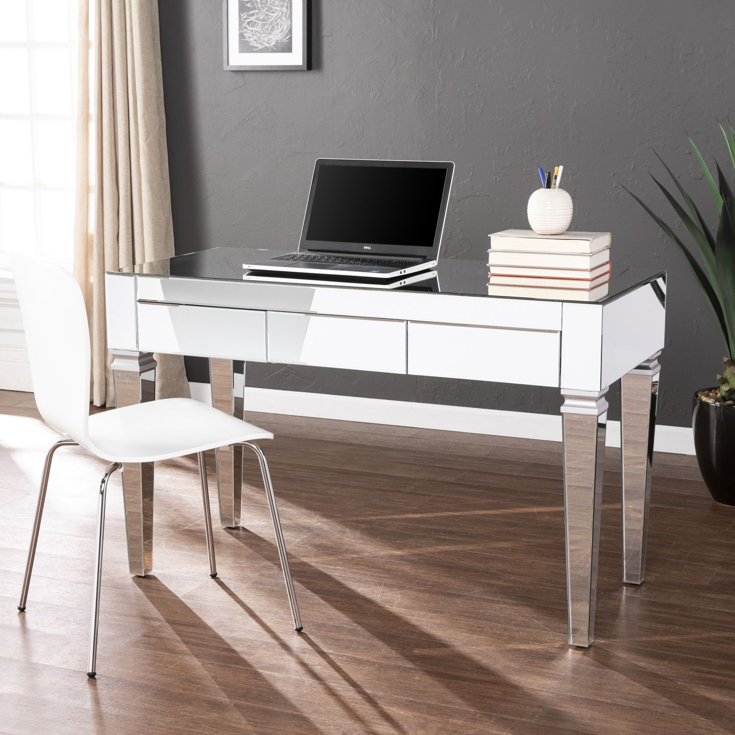 JASMODER B05979317 Darien Mirrored Desk - Glam - Silver