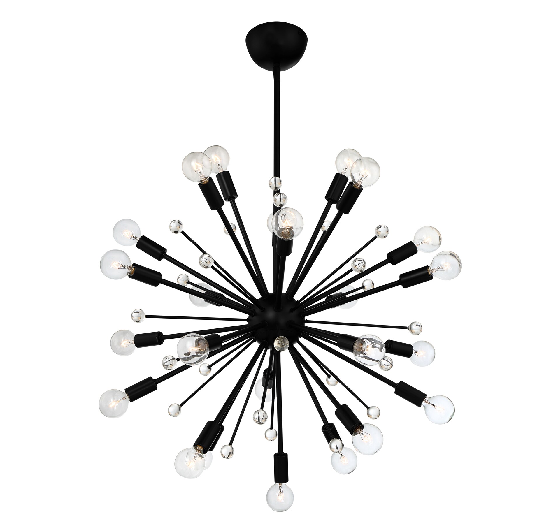 Galea Matte Black 24-Light Sputnik Chandelier with Glass Baubles