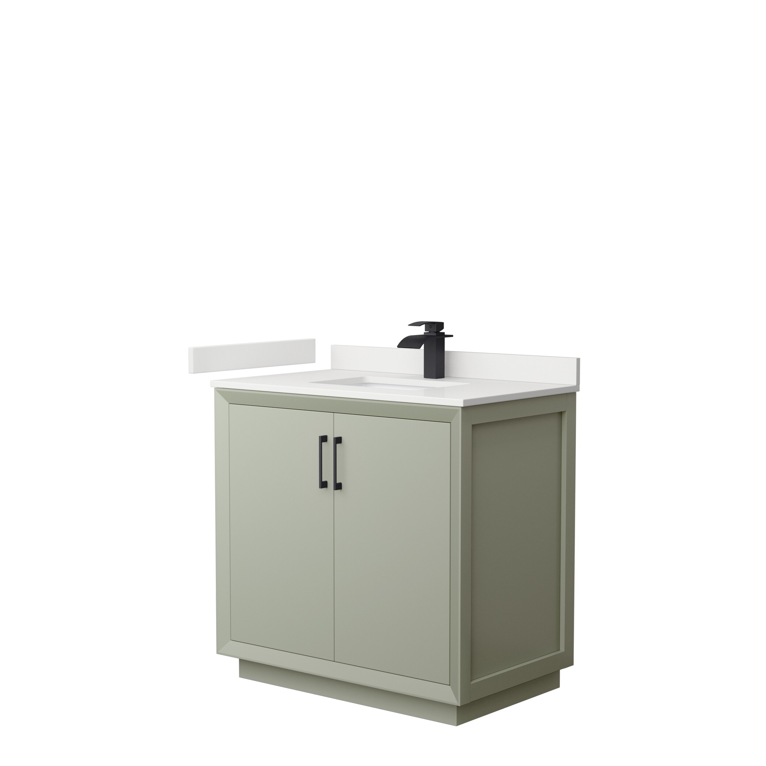 Wyndham Collection WCF414136SLBWQUNSMXX Strada 36-in Light Green Undermount Single Sink Bathroom Vanity with White Quartz Top